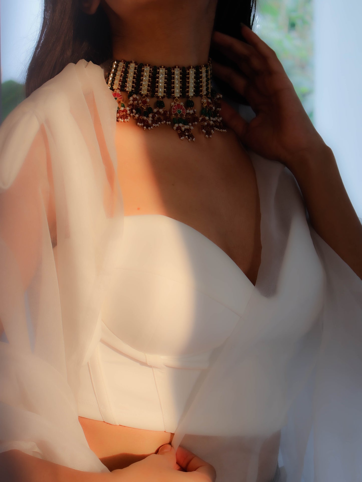 Gemma Kundan Red & Green Necklace