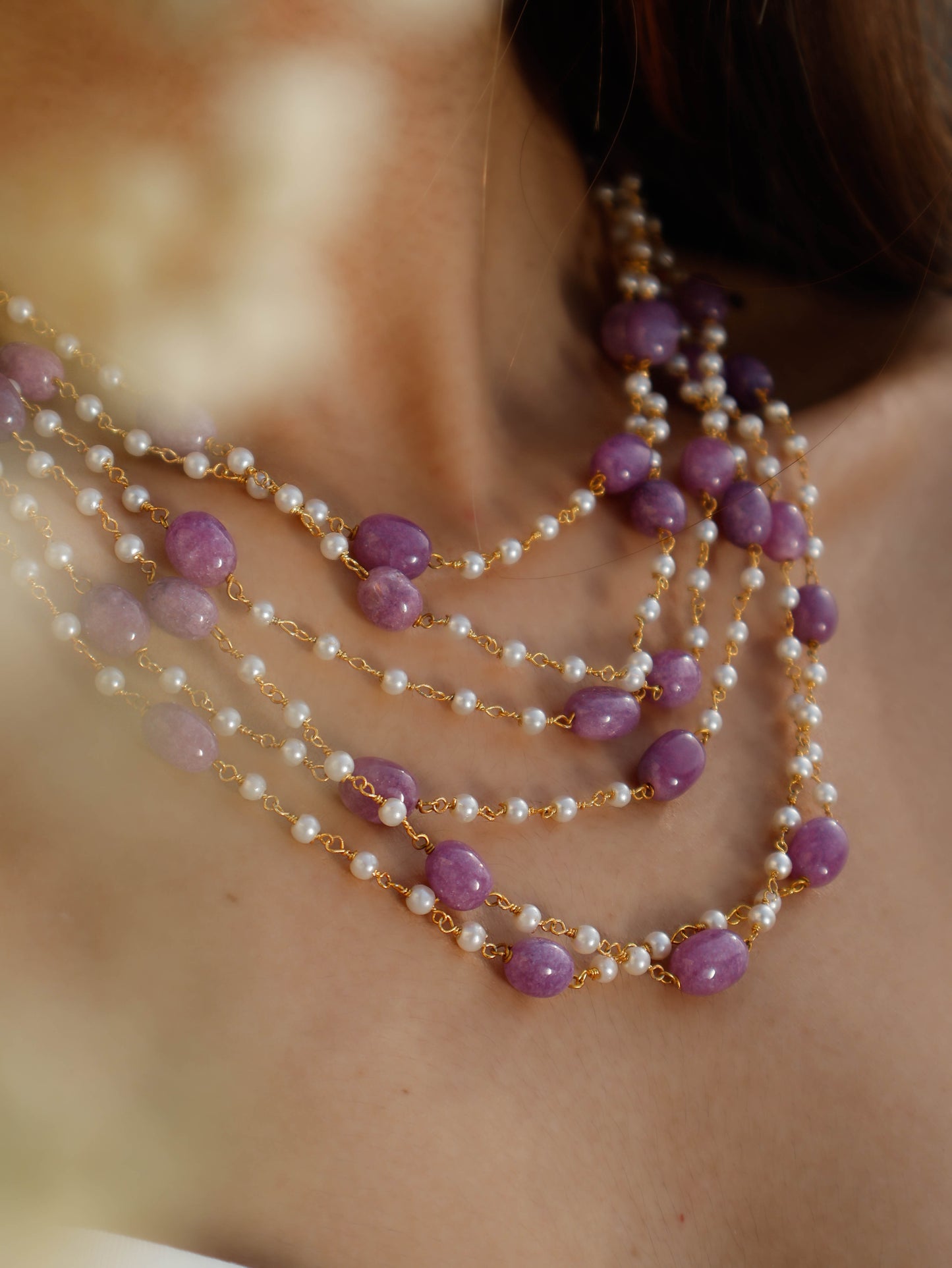 Urza Pearls Purple Multilayered Necklace