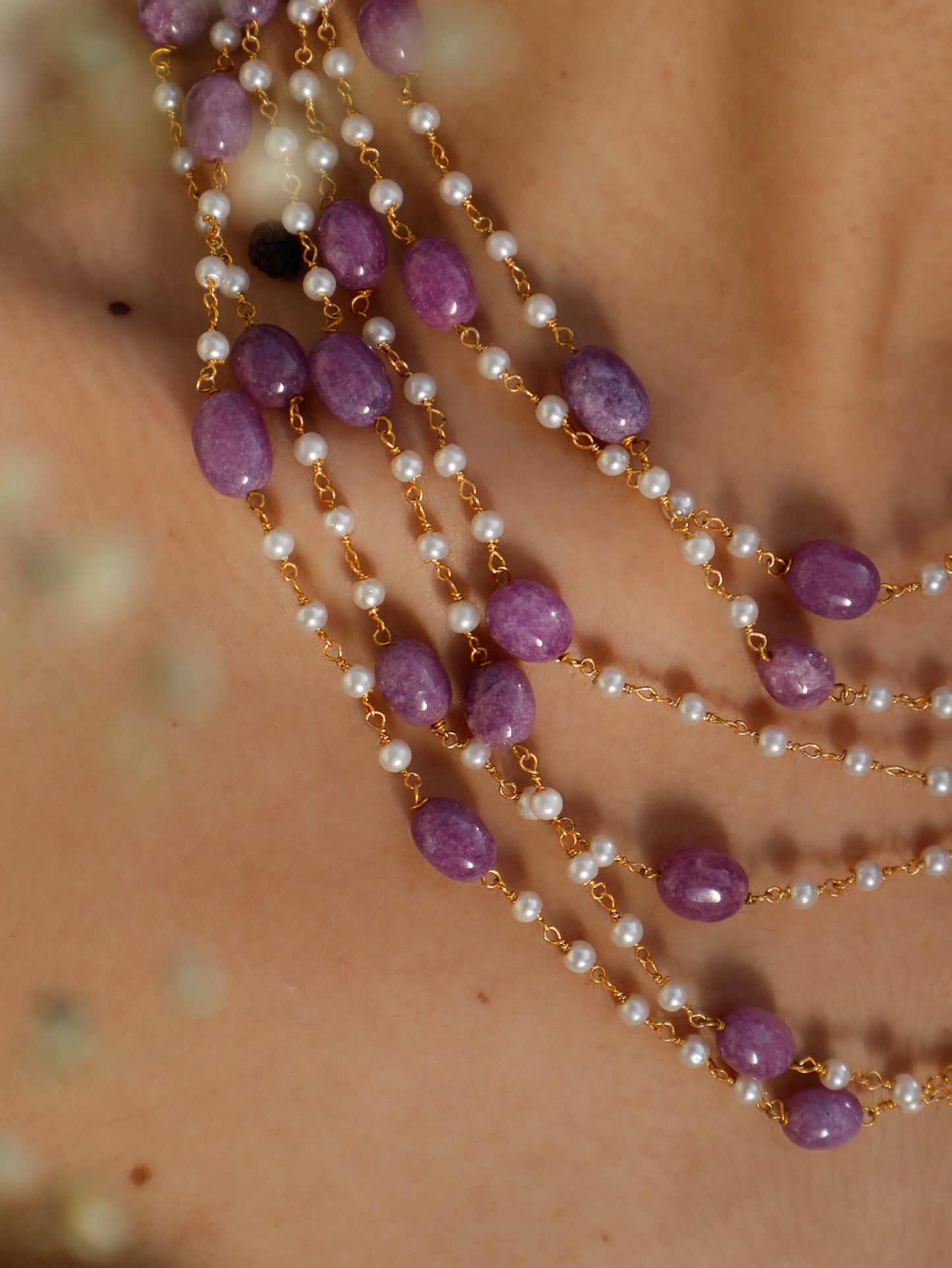 Urza Pearls Purple Multilayered Necklace