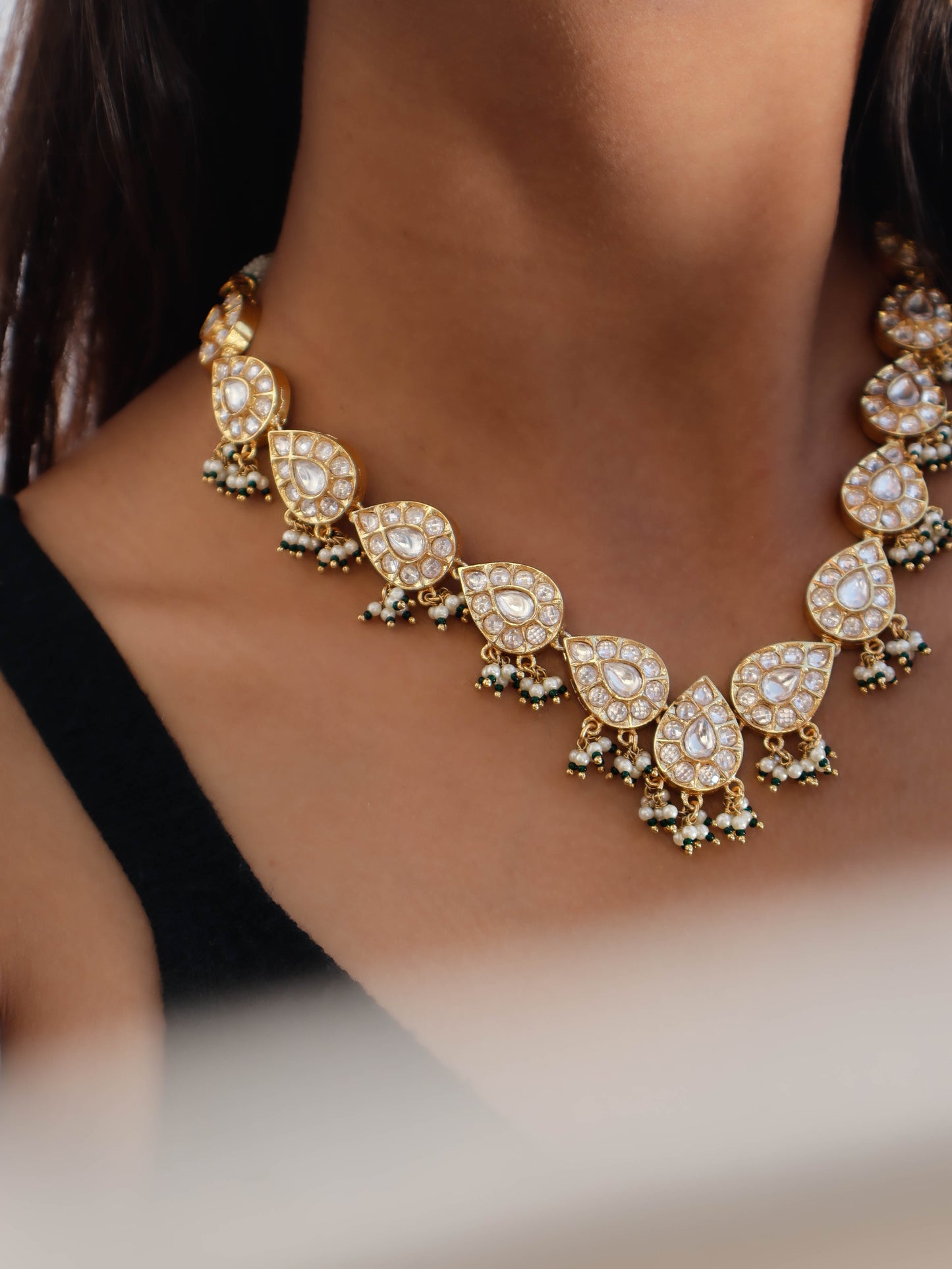 Atarah Green Kundan Necklace Set