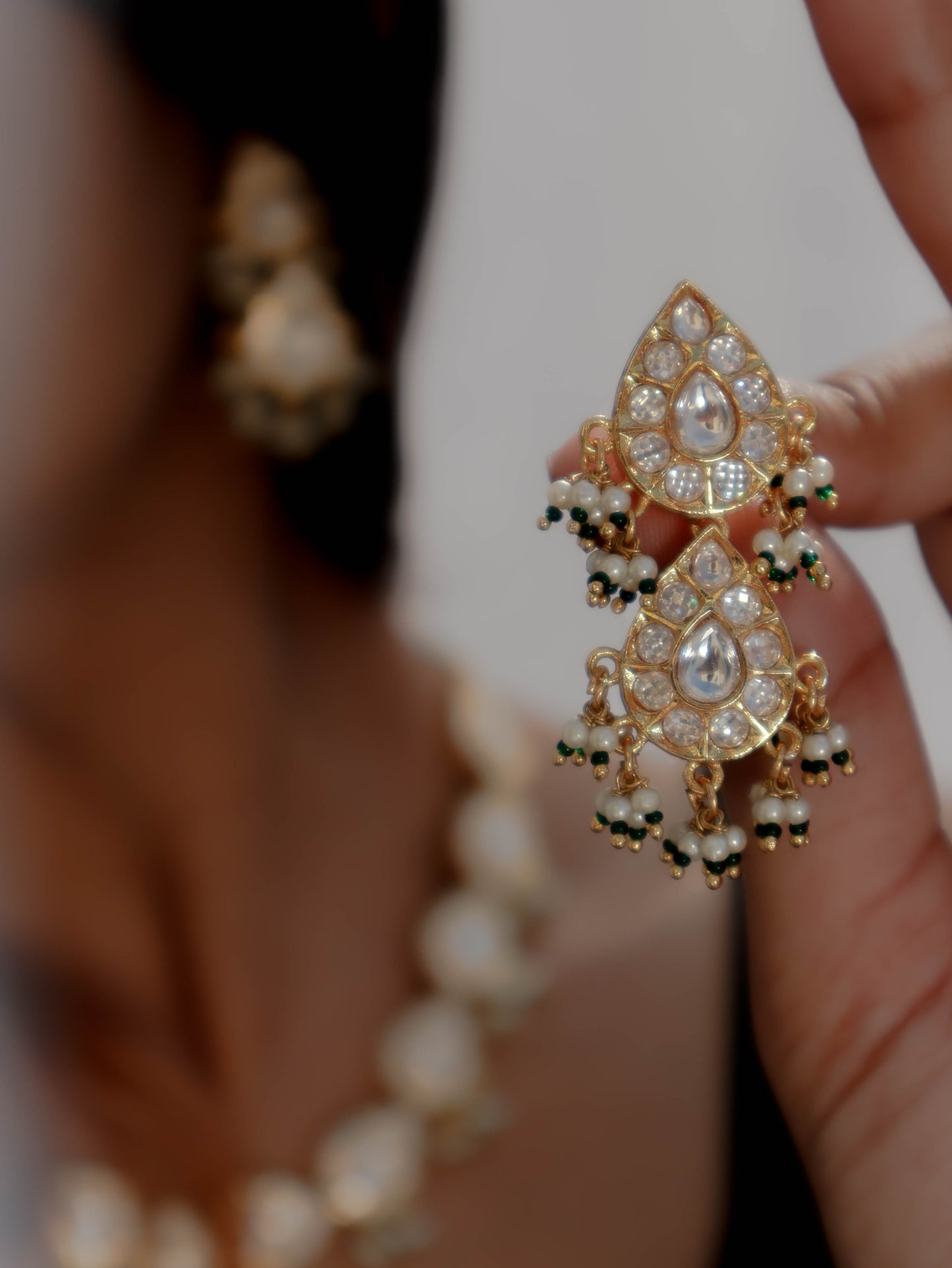 Atarah Green Kundan Necklace Set