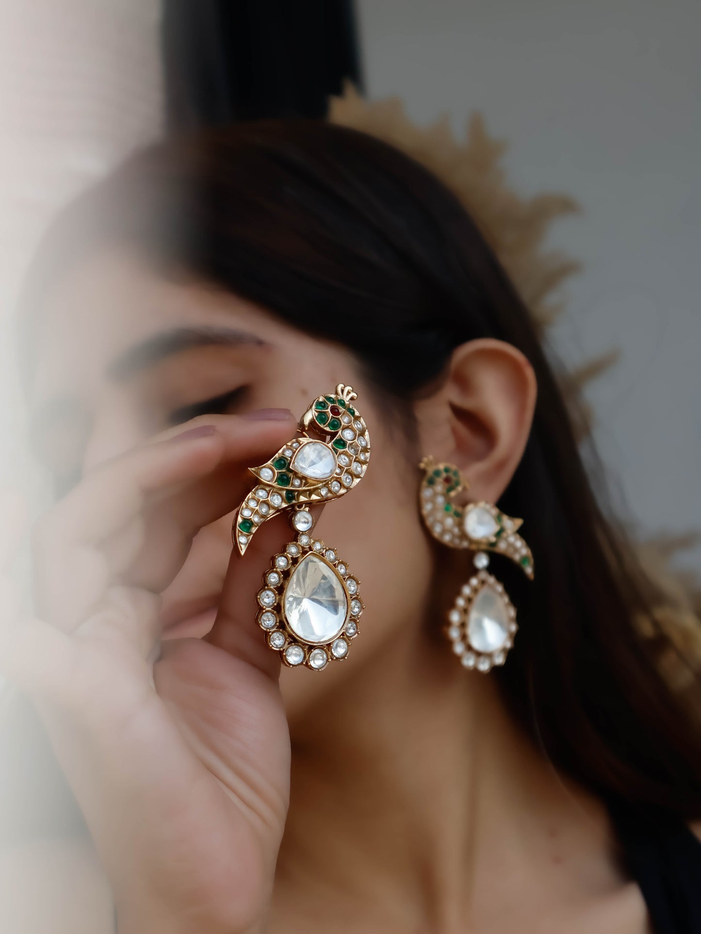 Quinn Polki Peacock Earrings