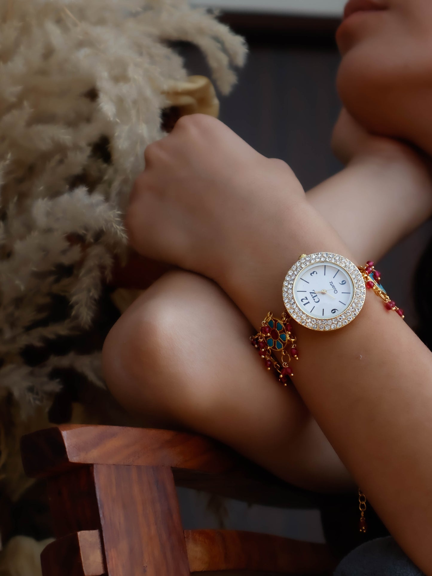 Vrinda Multicolored Kundan Wrist Watch