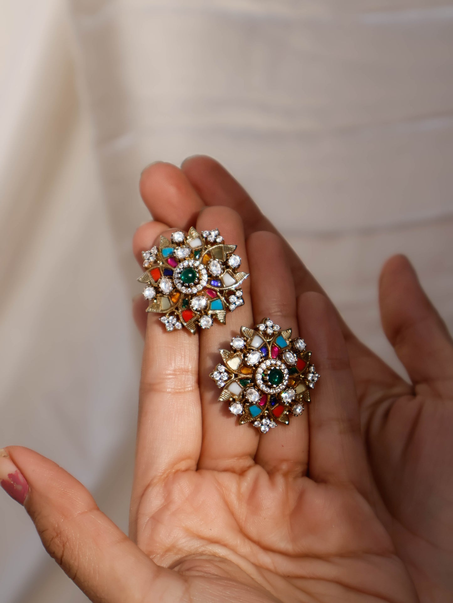 Oriana Navrattan Antique Kundan Studs