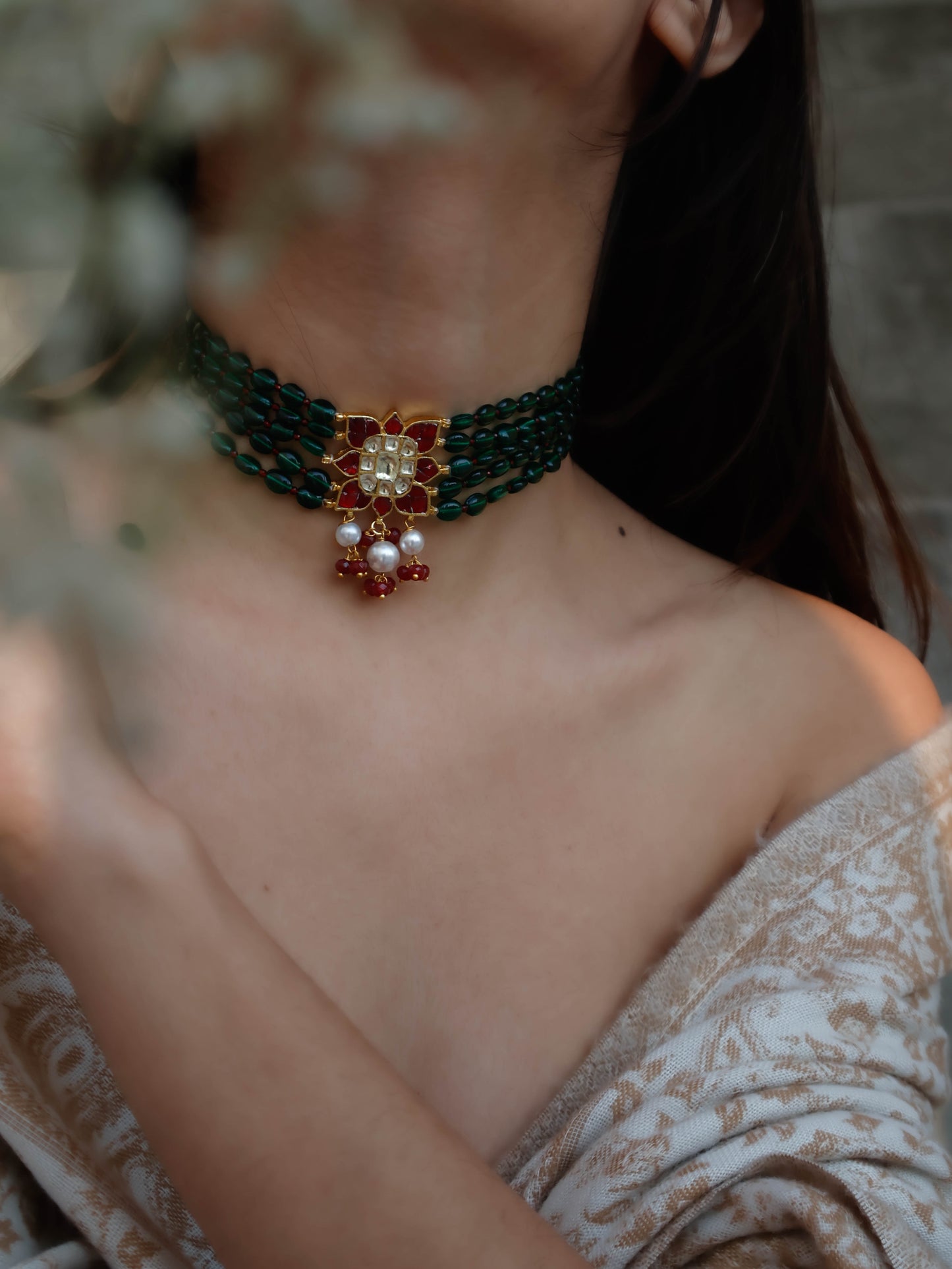 Mairi Kundan Green Necklace