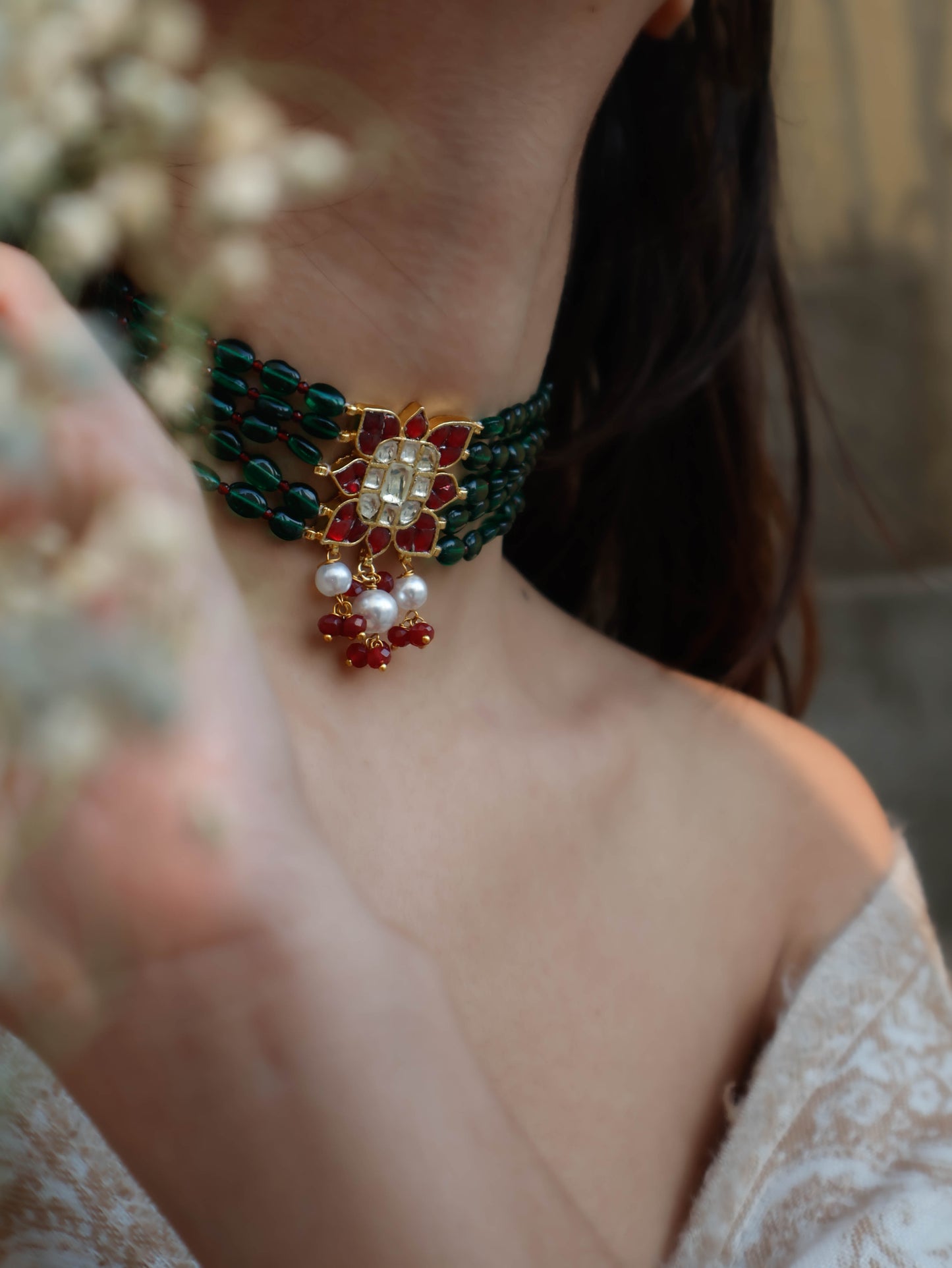 Mairi Kundan Green Necklace