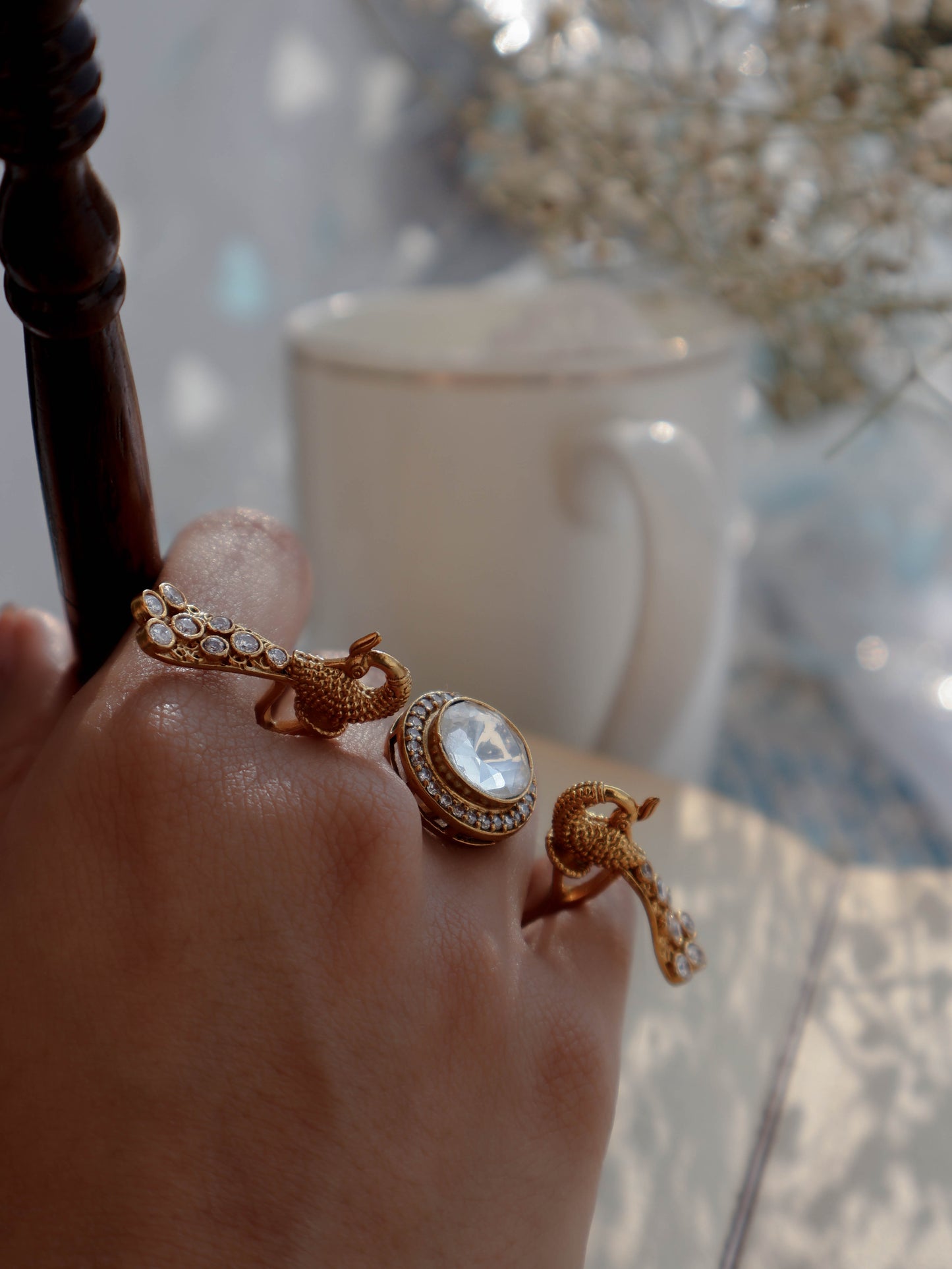 Pankhuri Peacock Polki Ring