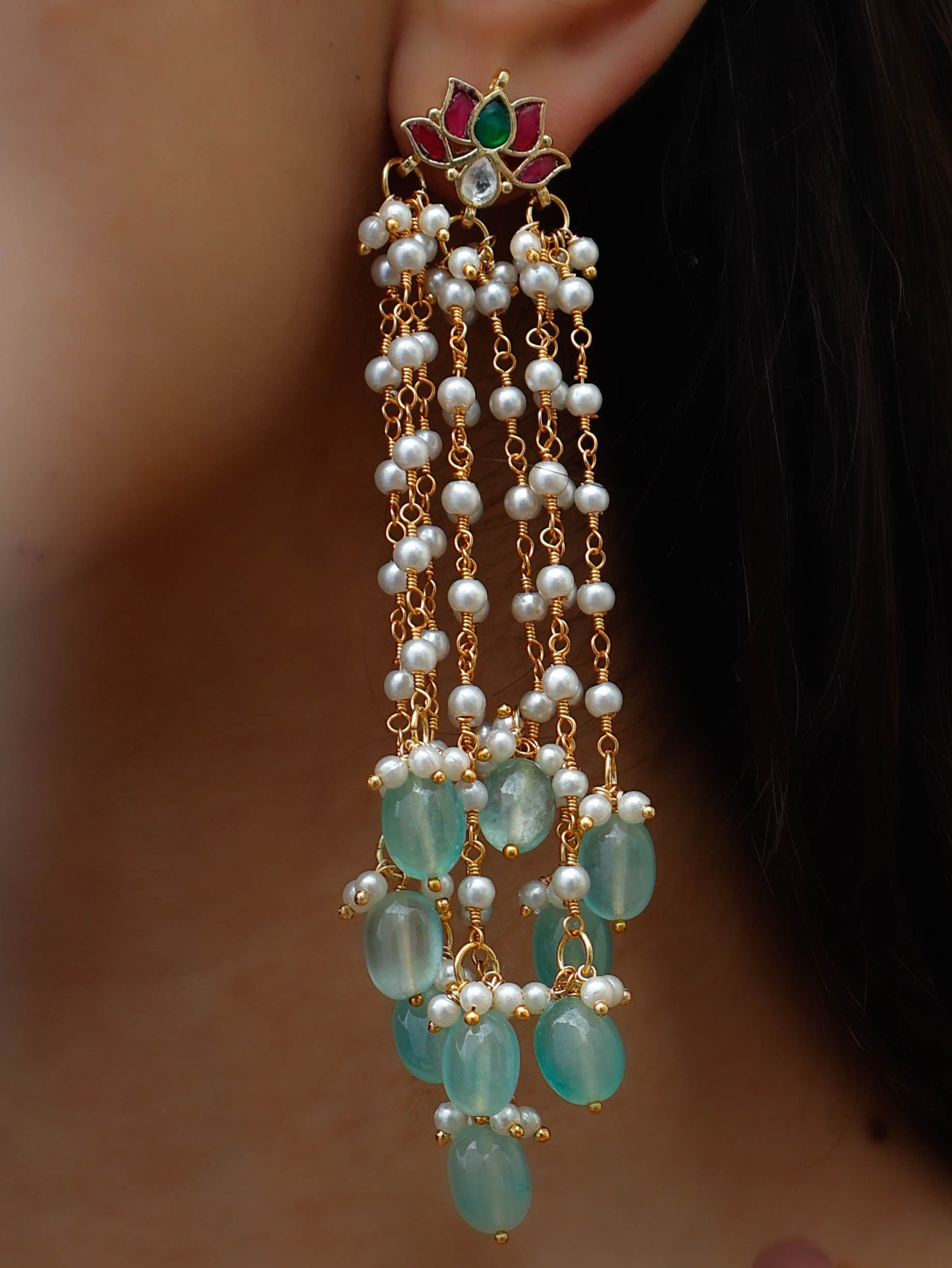 Lucy Green Lotus Earrings