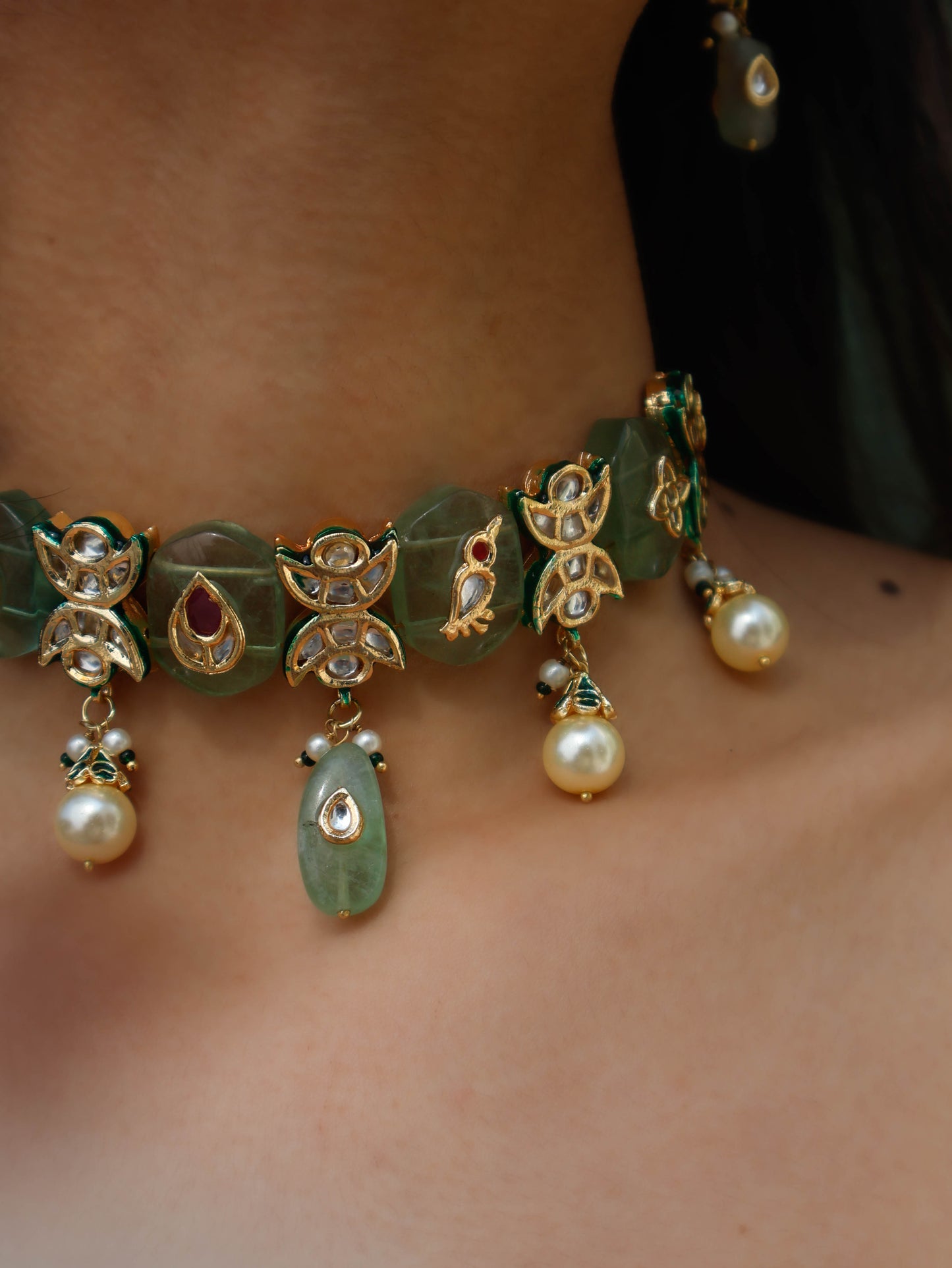 Rami Mint-Green Kundan Choker Necklace Set