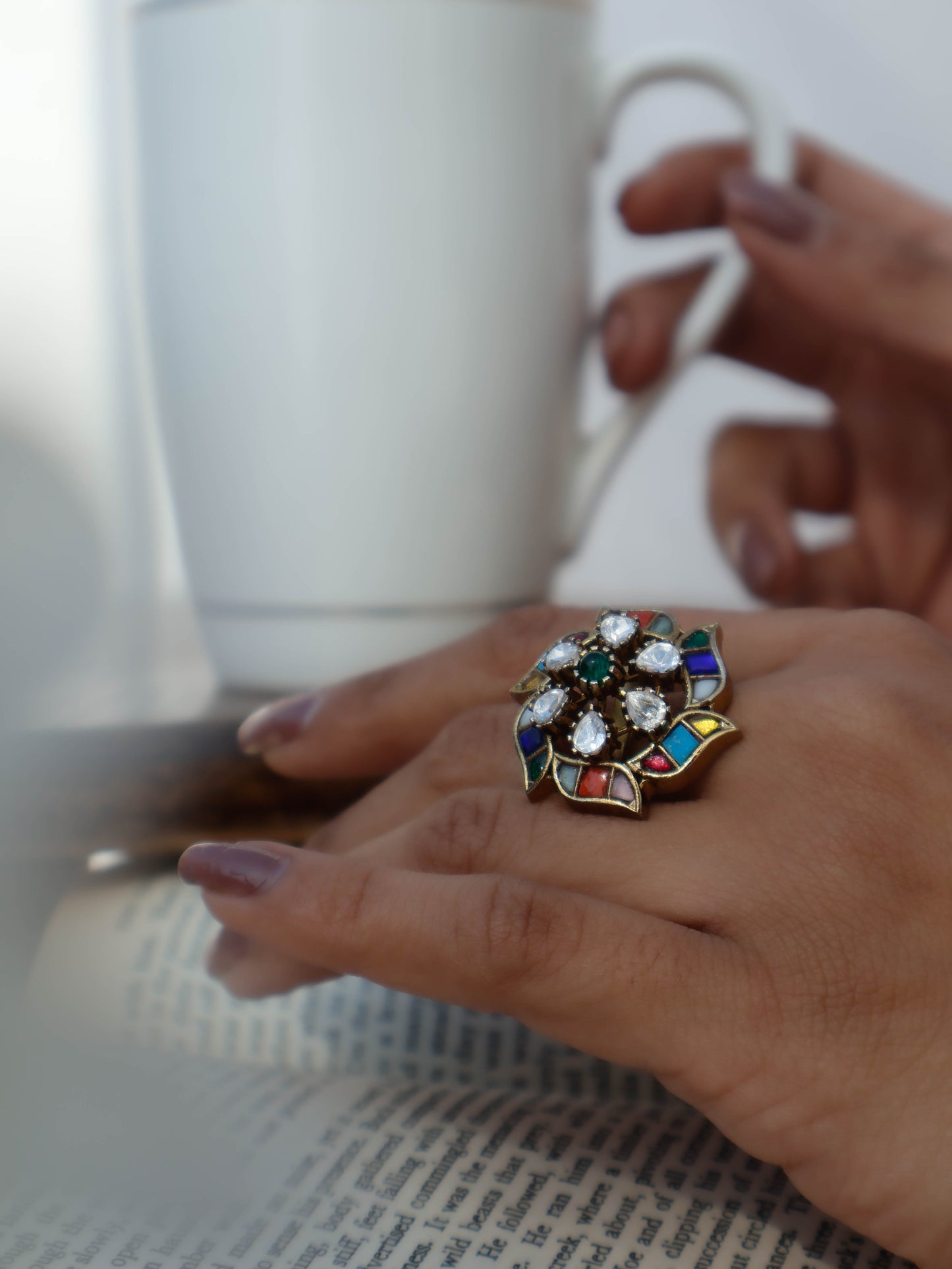 Oriana Navrattan Antique Kundan Ring
