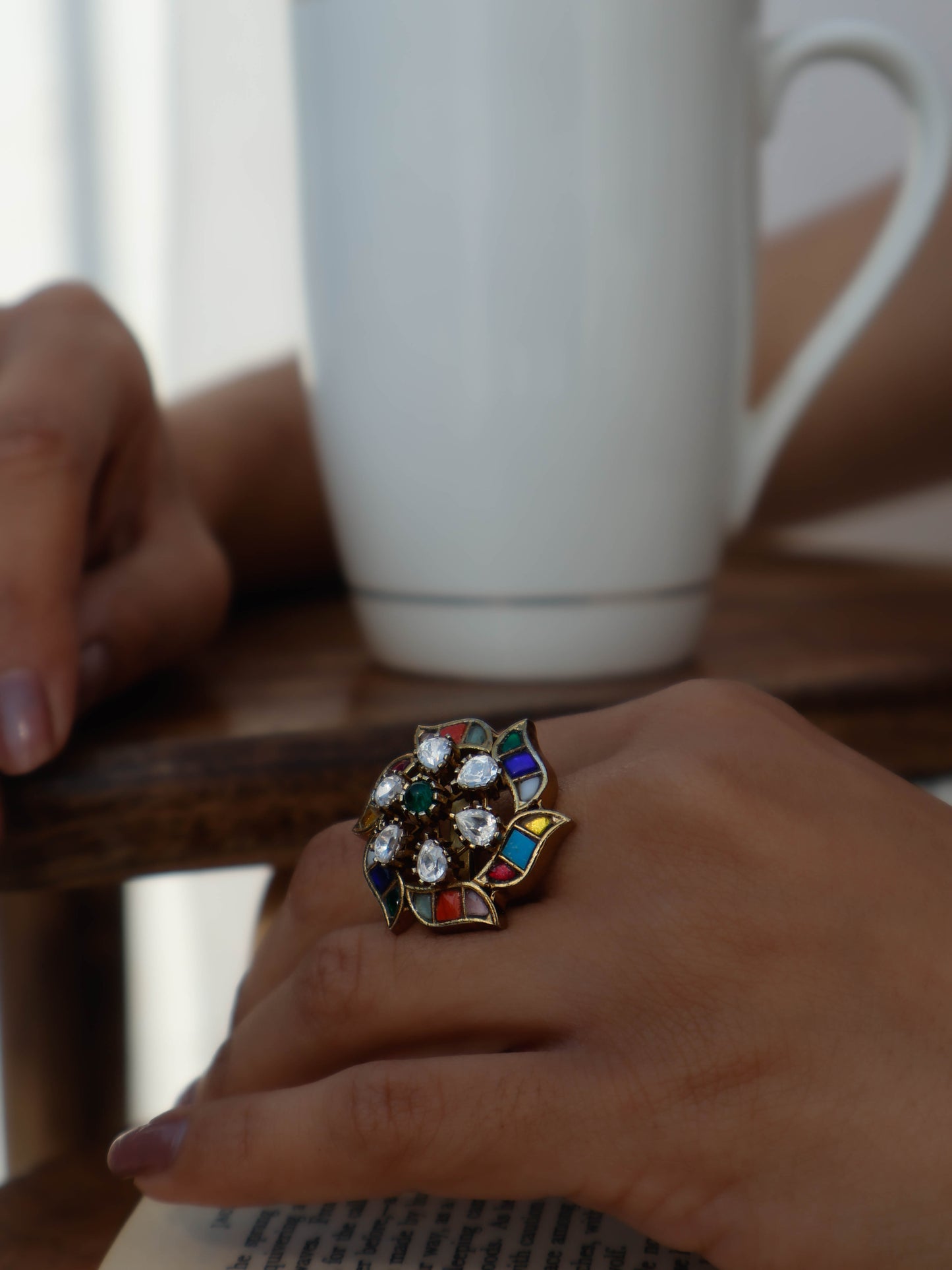 Oriana Navrattan Antique Kundan Ring