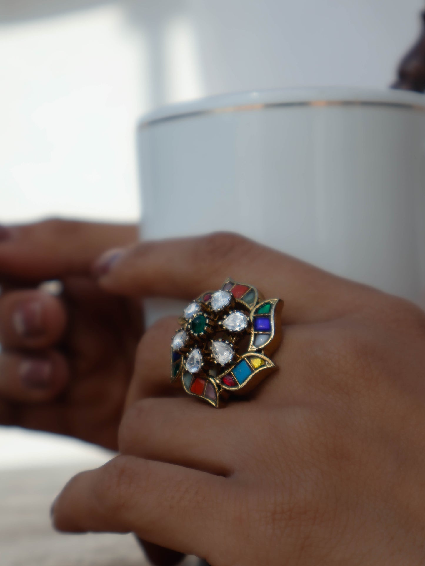 Oriana Navrattan Antique Kundan Ring