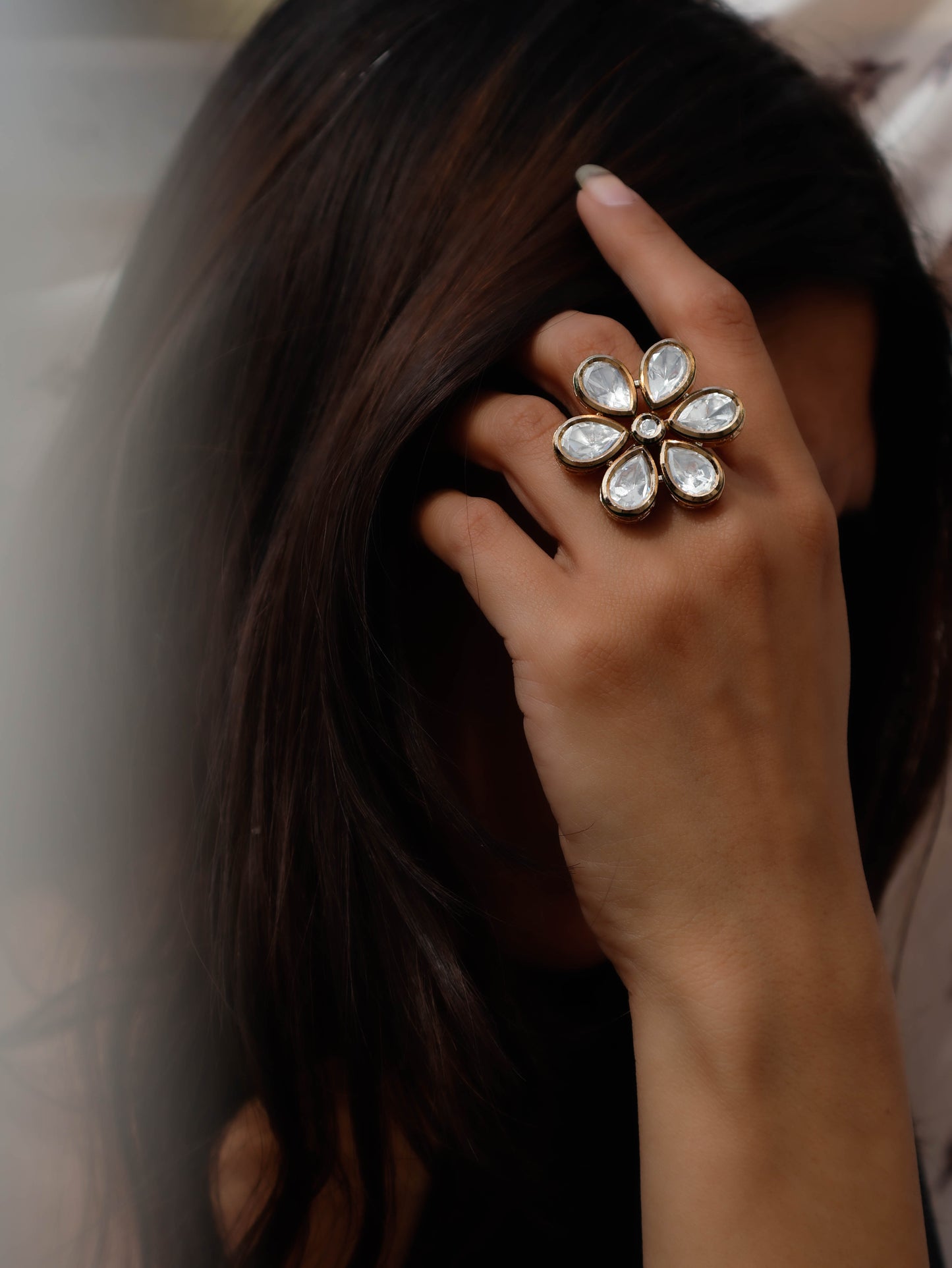 Nessa Floral Polki Ring