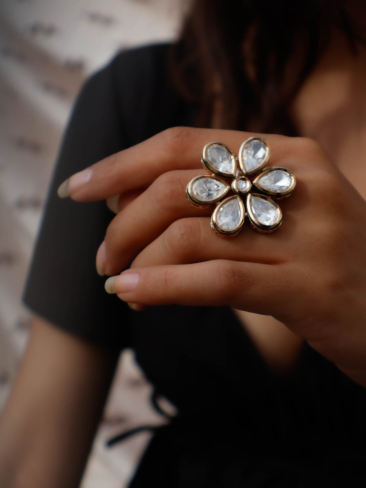 Nessa Floral Polki Ring