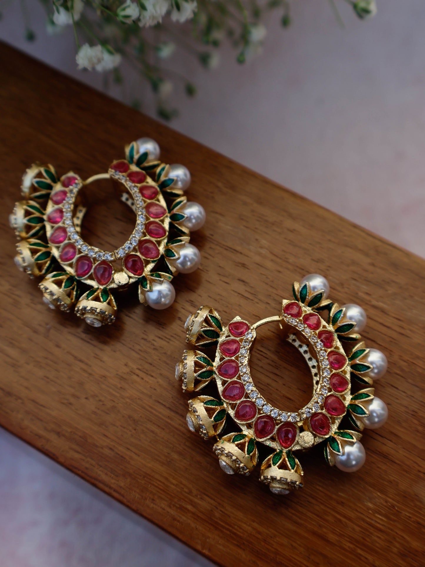 Mona Green-Pink Hoop Earrings