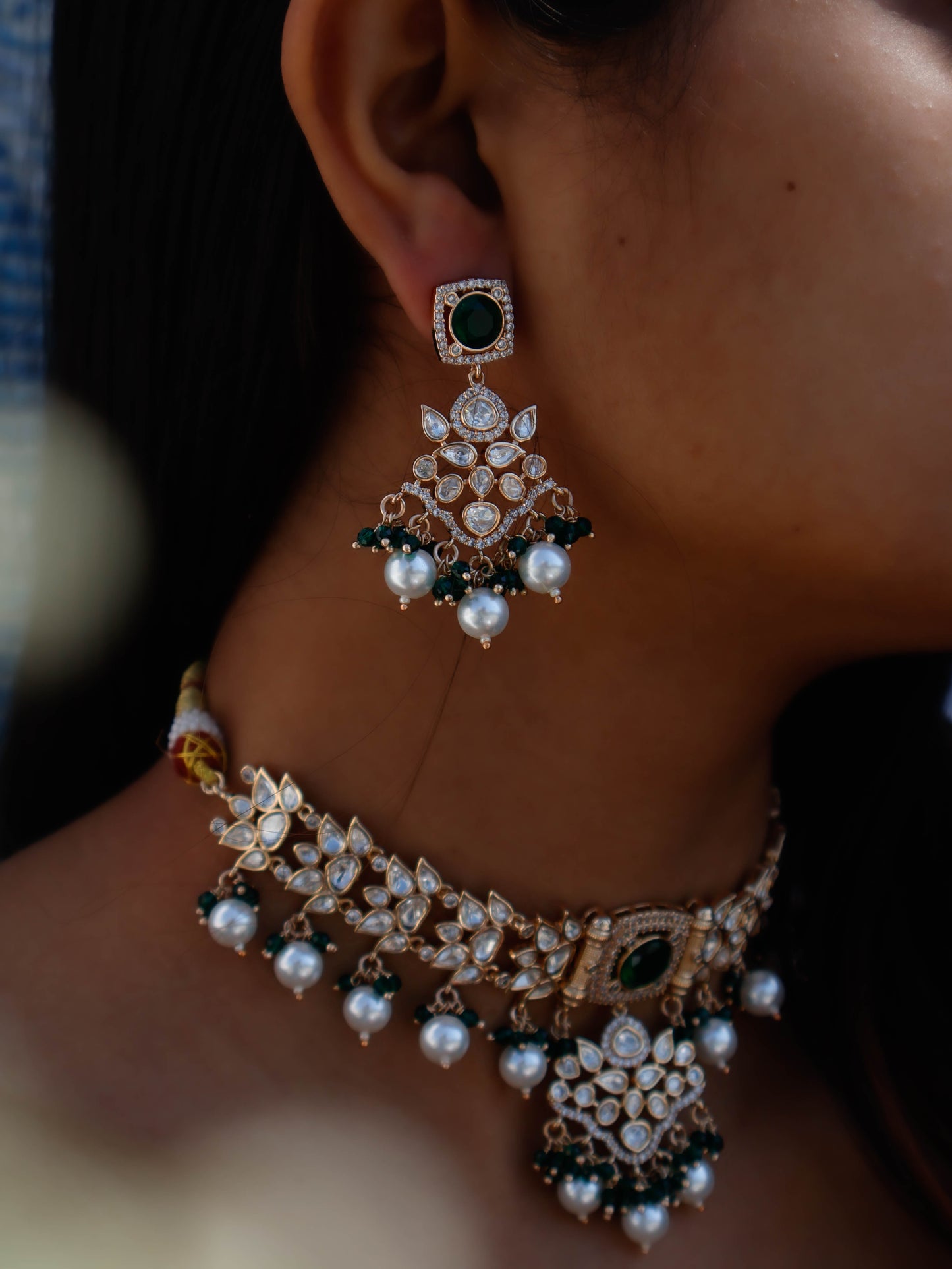 Naseem Green Kundan Necklace Set