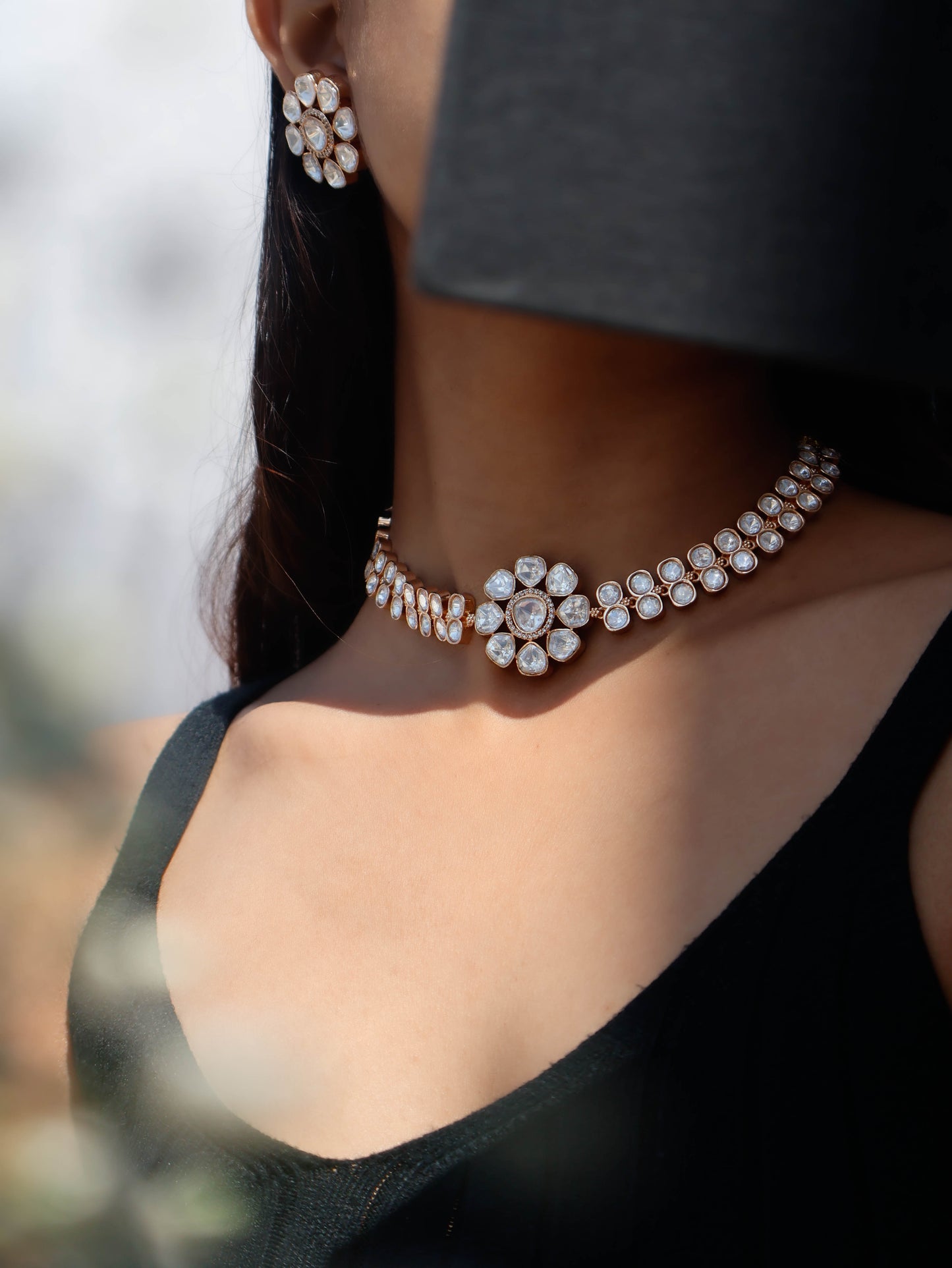 Jamila Floral Polki Necklace Set