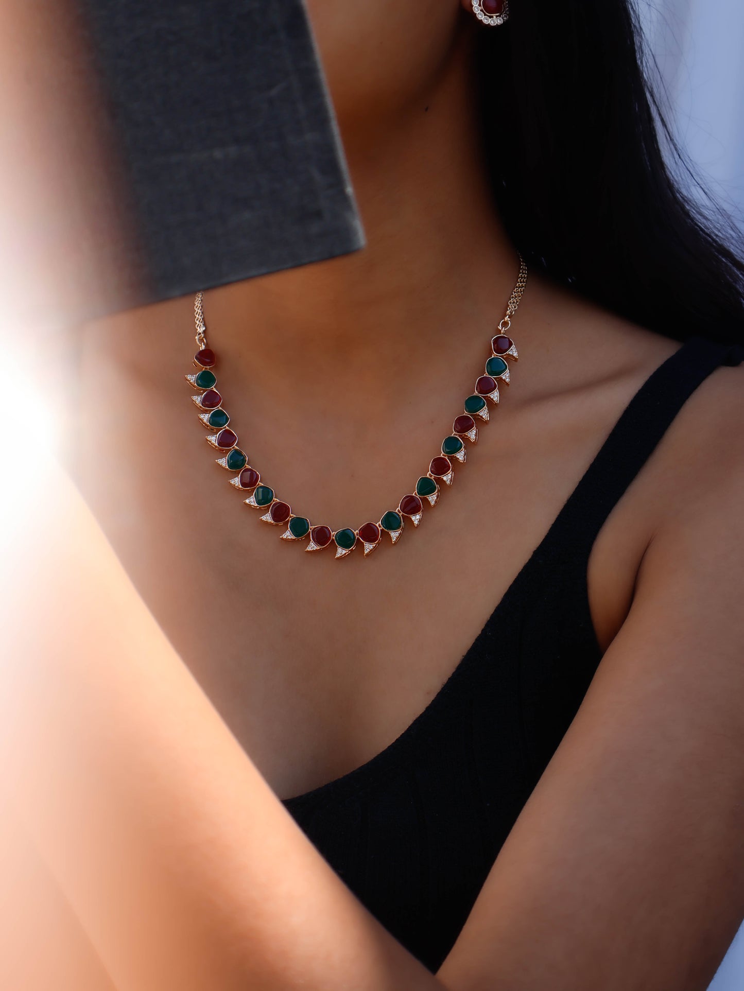 Laila Red-Green Necklace Set
