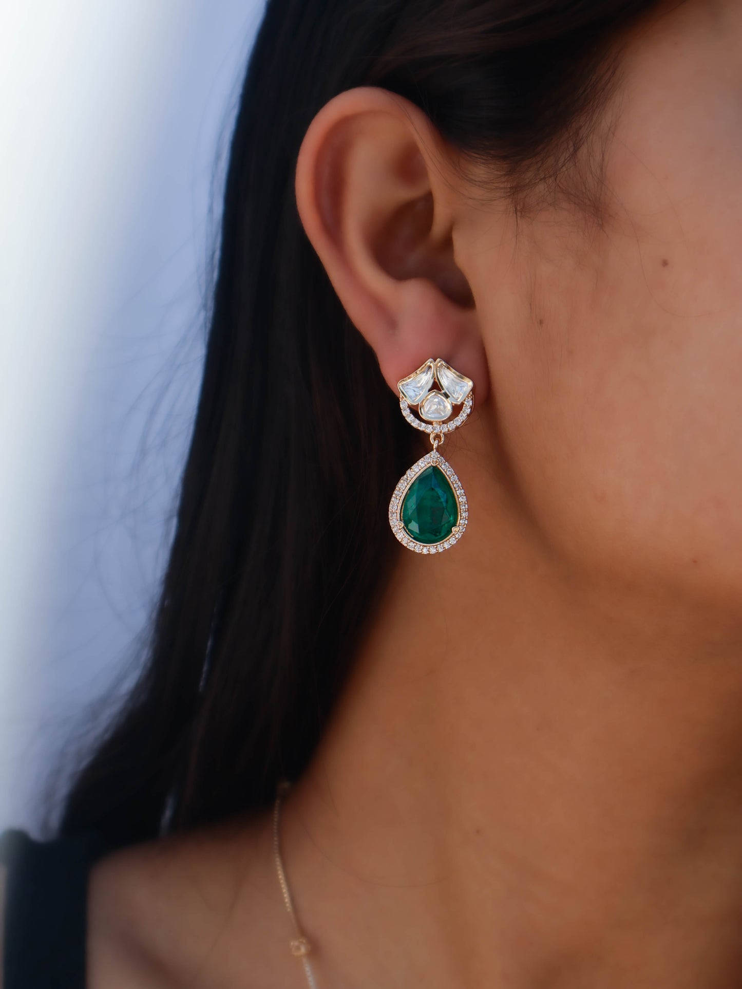 Sama Green Polki Necklace Set