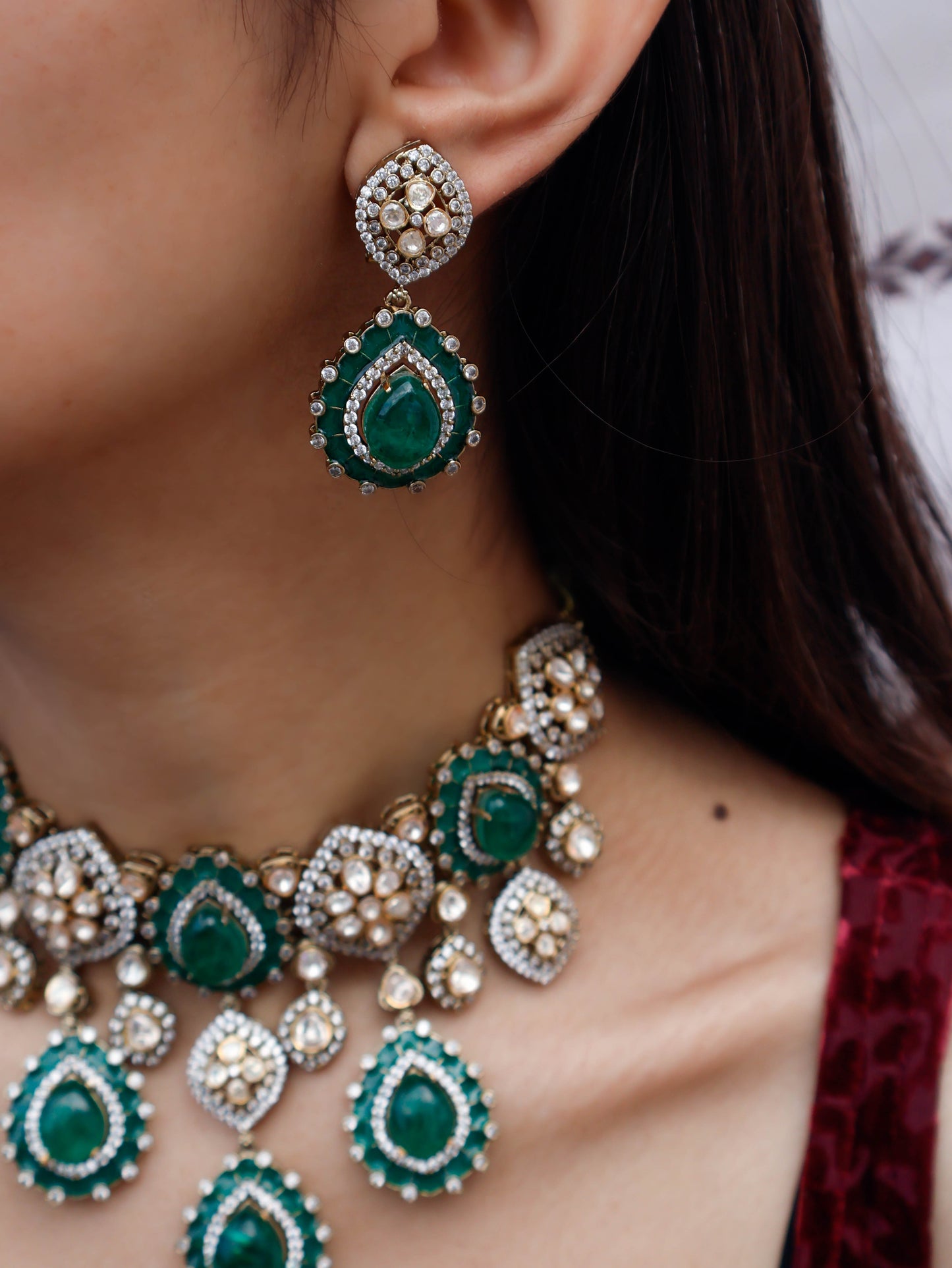 Macie Green Polki Necklace Set