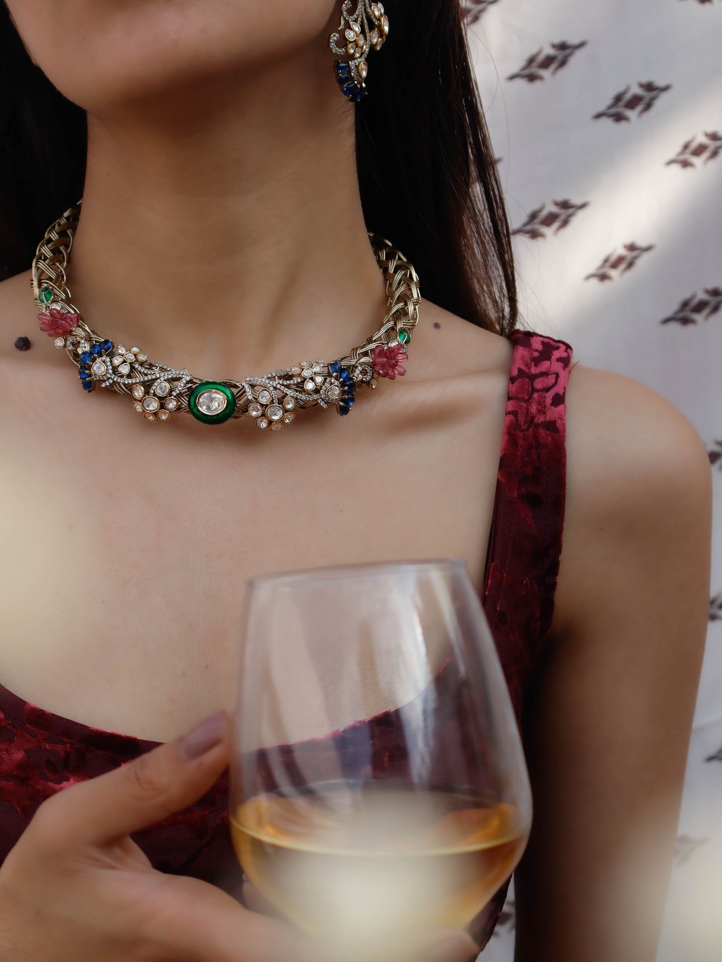 Kilsa Multicolored Kundan Hasli Necklace Set