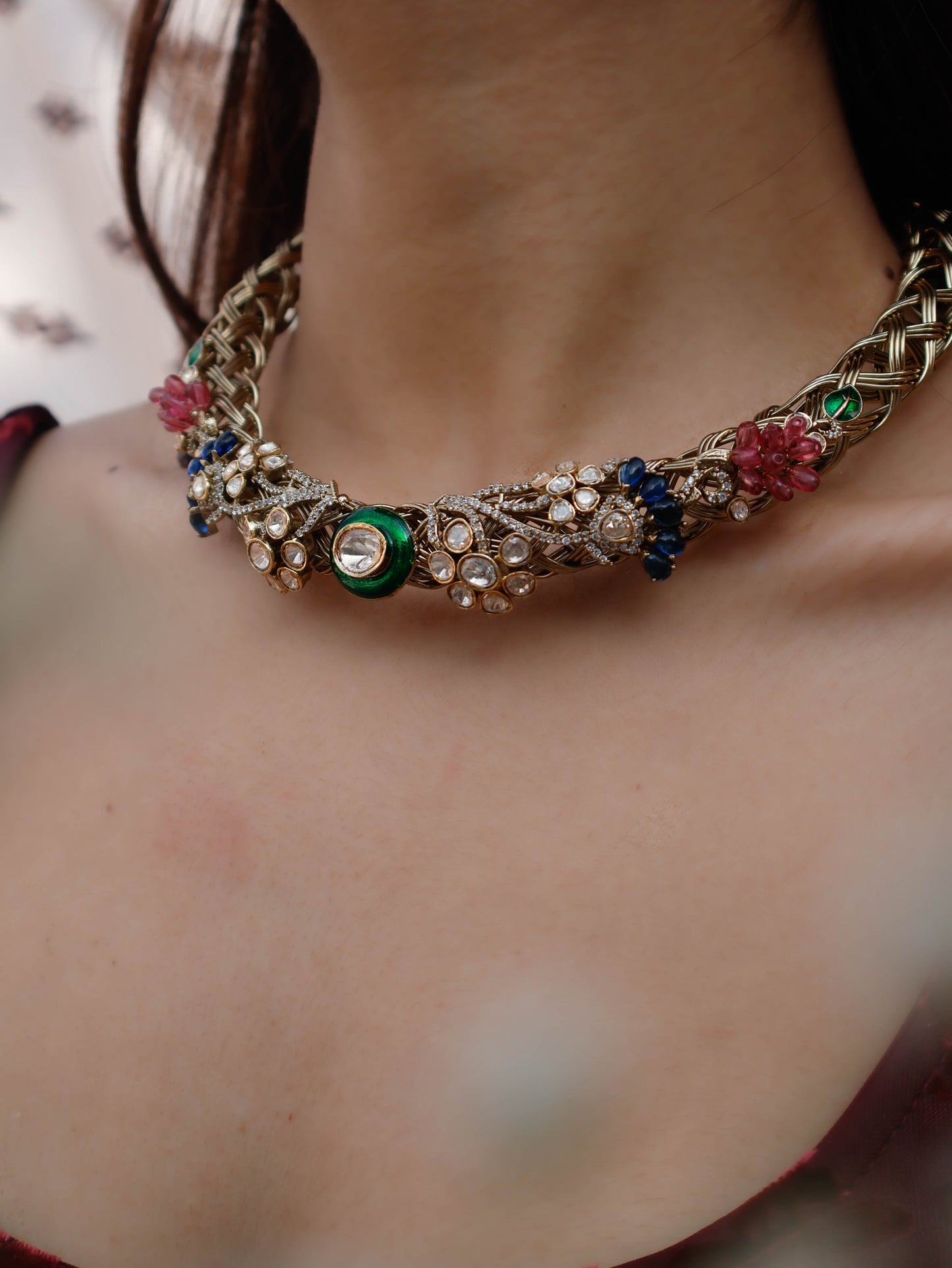 Kilsa Multicolored Kundan Hasli Necklace Set