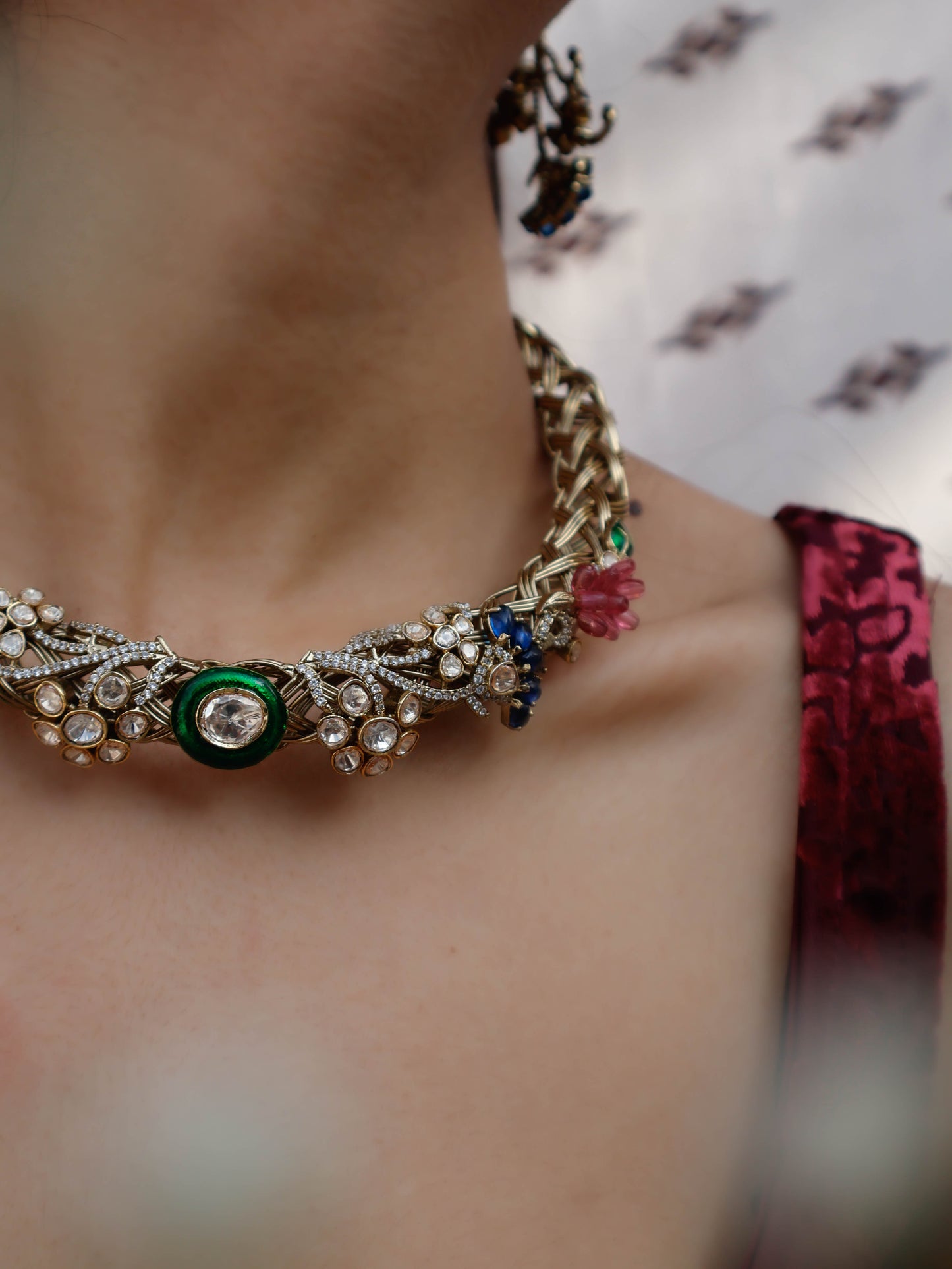 Kilsa Multicolored Kundan Hasli Necklace Set