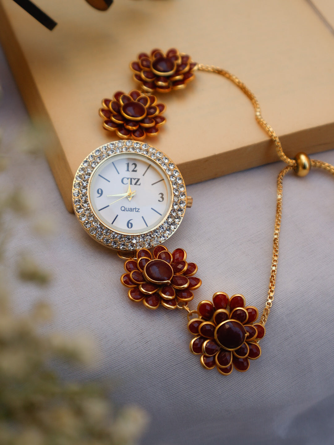 Ambrose Red Floral Wrist Watch