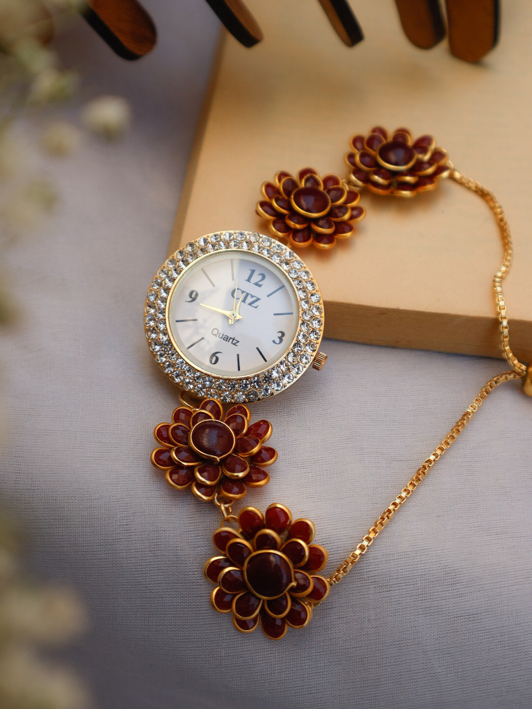 Ambrose Red Floral Wrist Watch