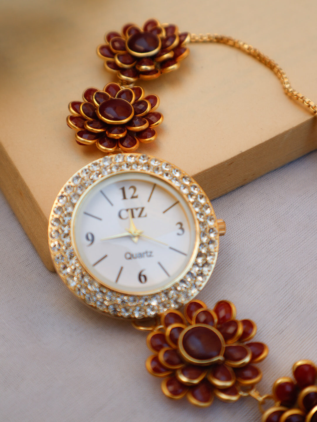Ambrose Red Floral Wrist Watch
