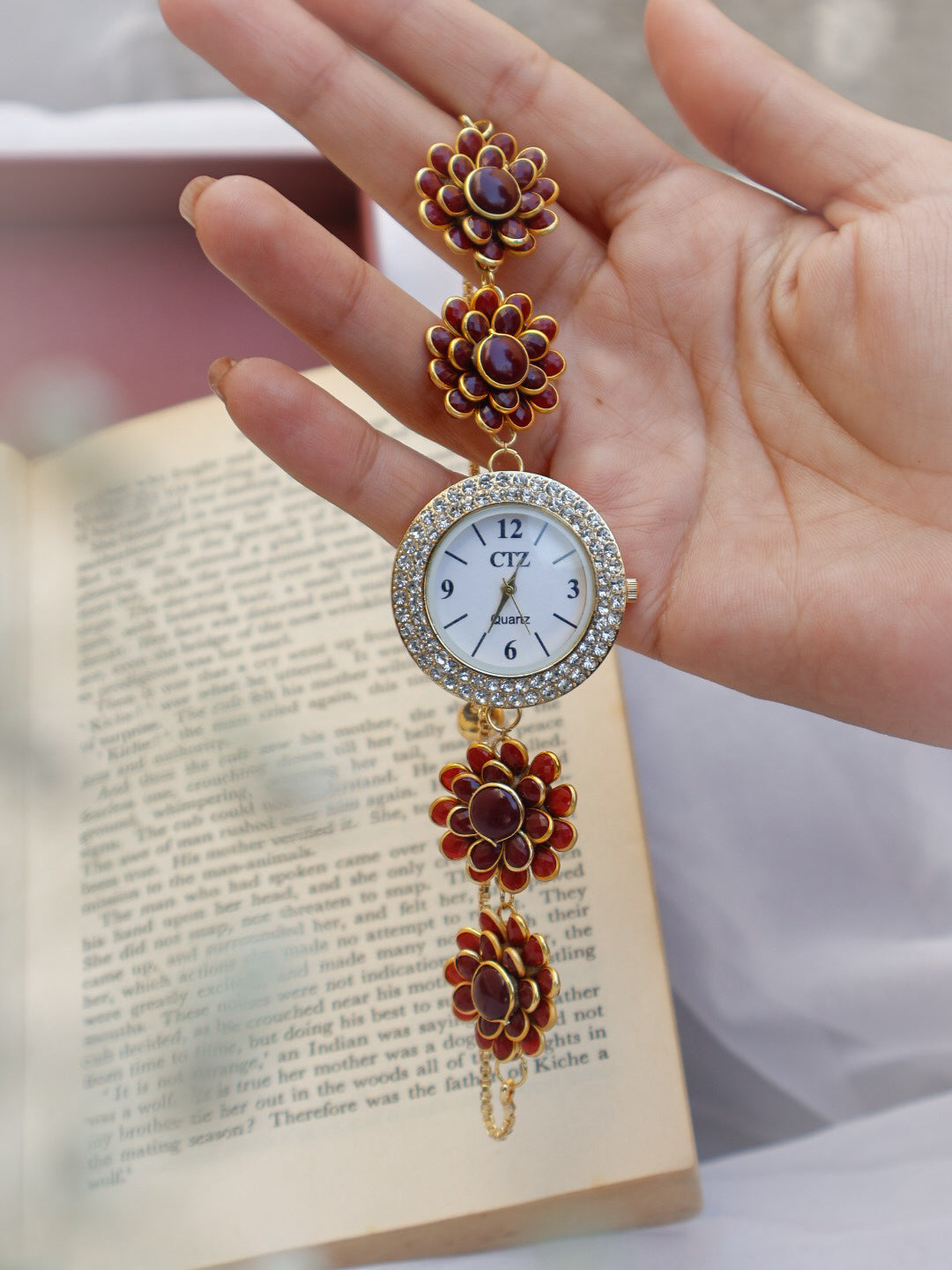 Ambrose Red Floral Wrist Watch