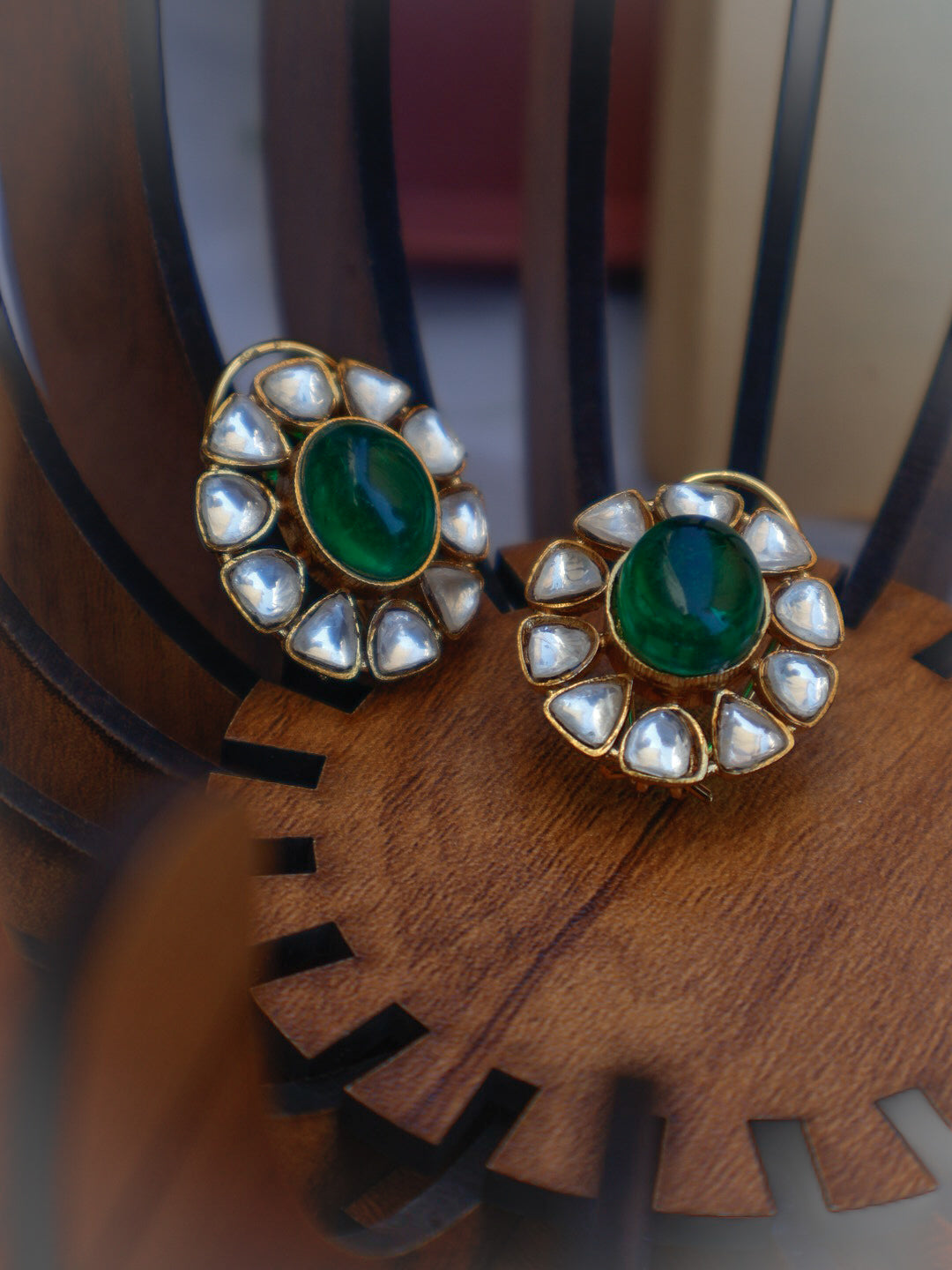 Eve Green Kundan Stud Earrings