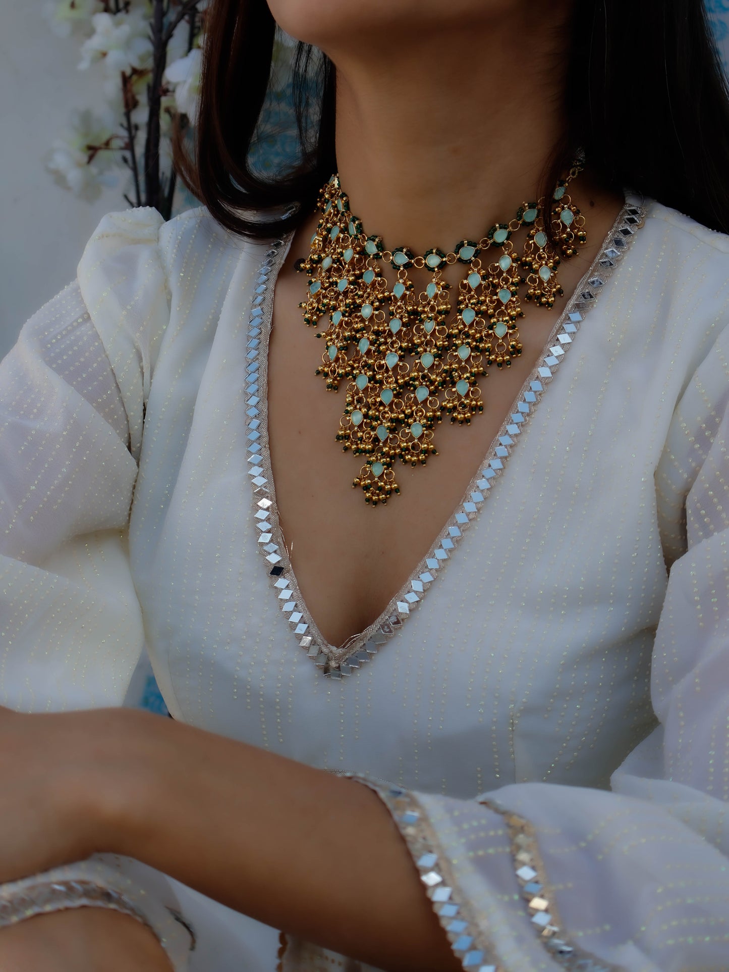 Rida Turquoise-Green Kundan Necklace