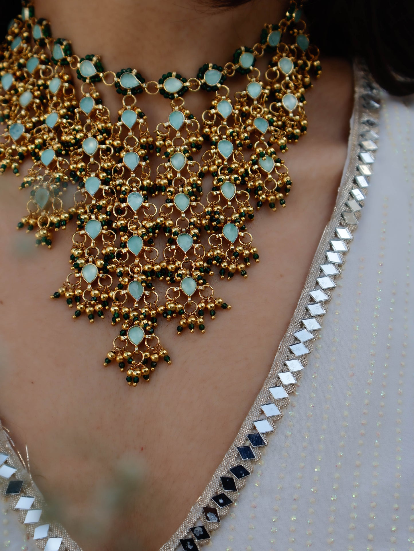Rida Turquoise-Green Kundan Necklace