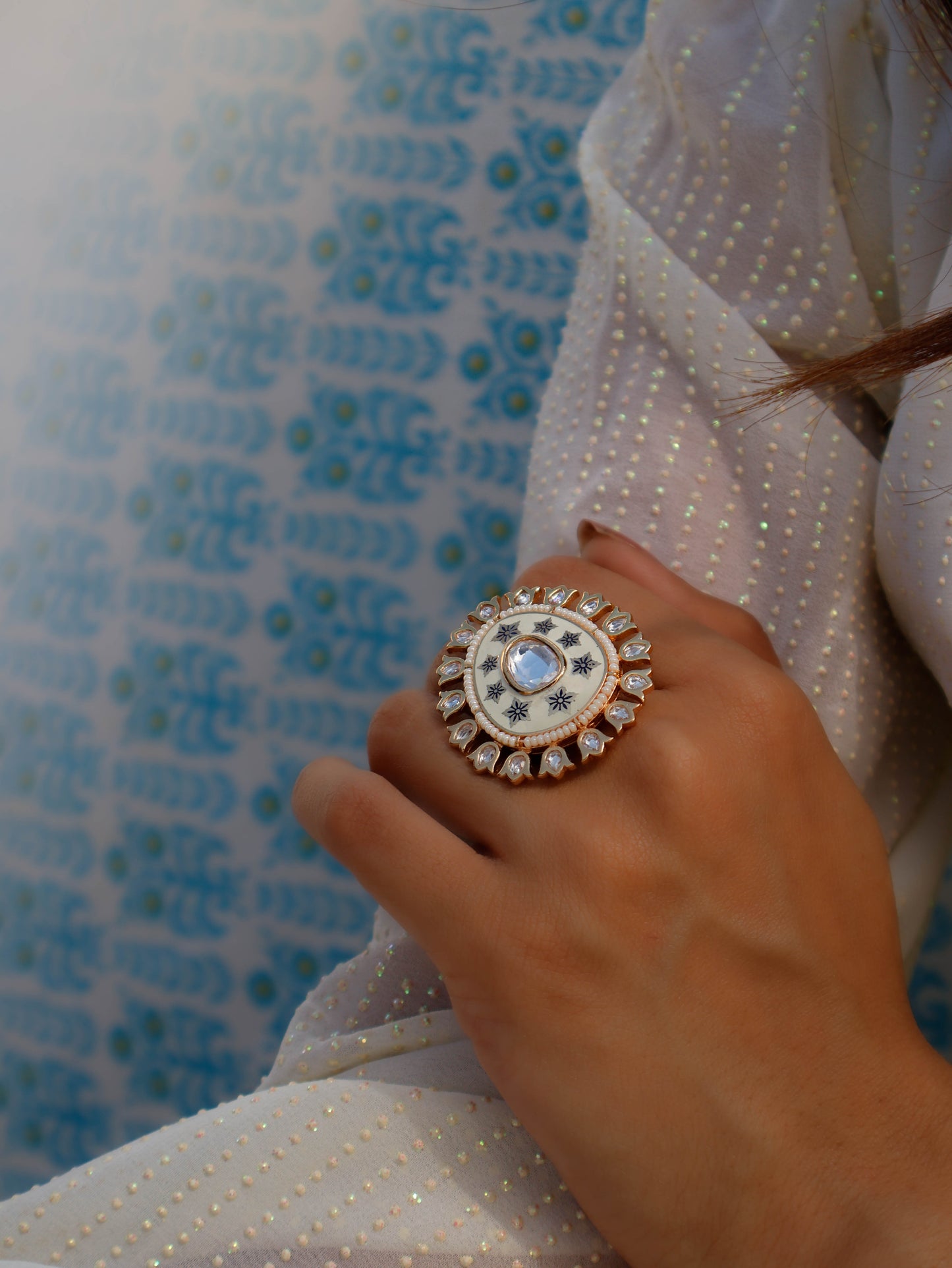 Rayaan Meenakari Polki Ring