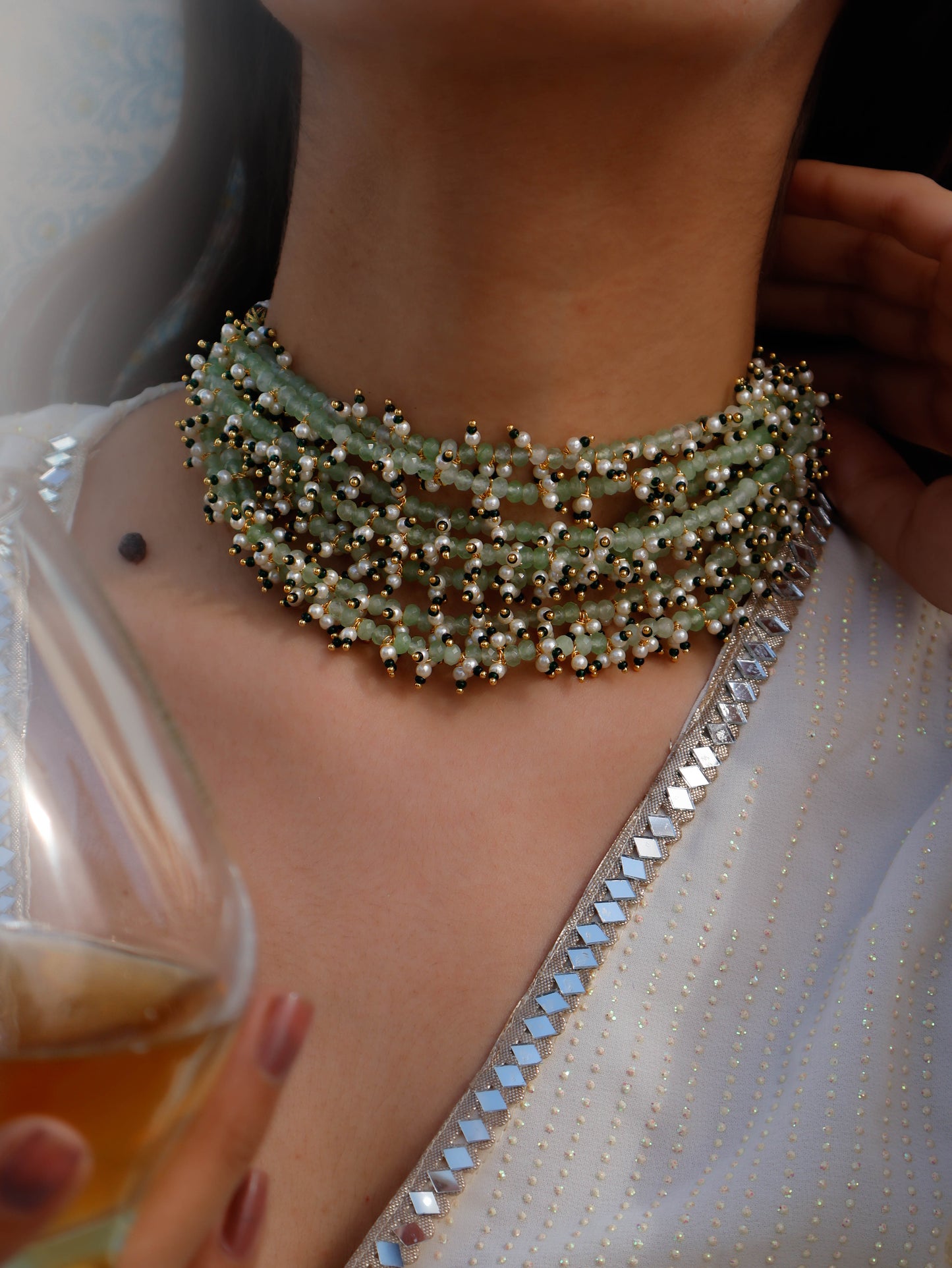 Rukhsar Mint-Green Choker Necklace