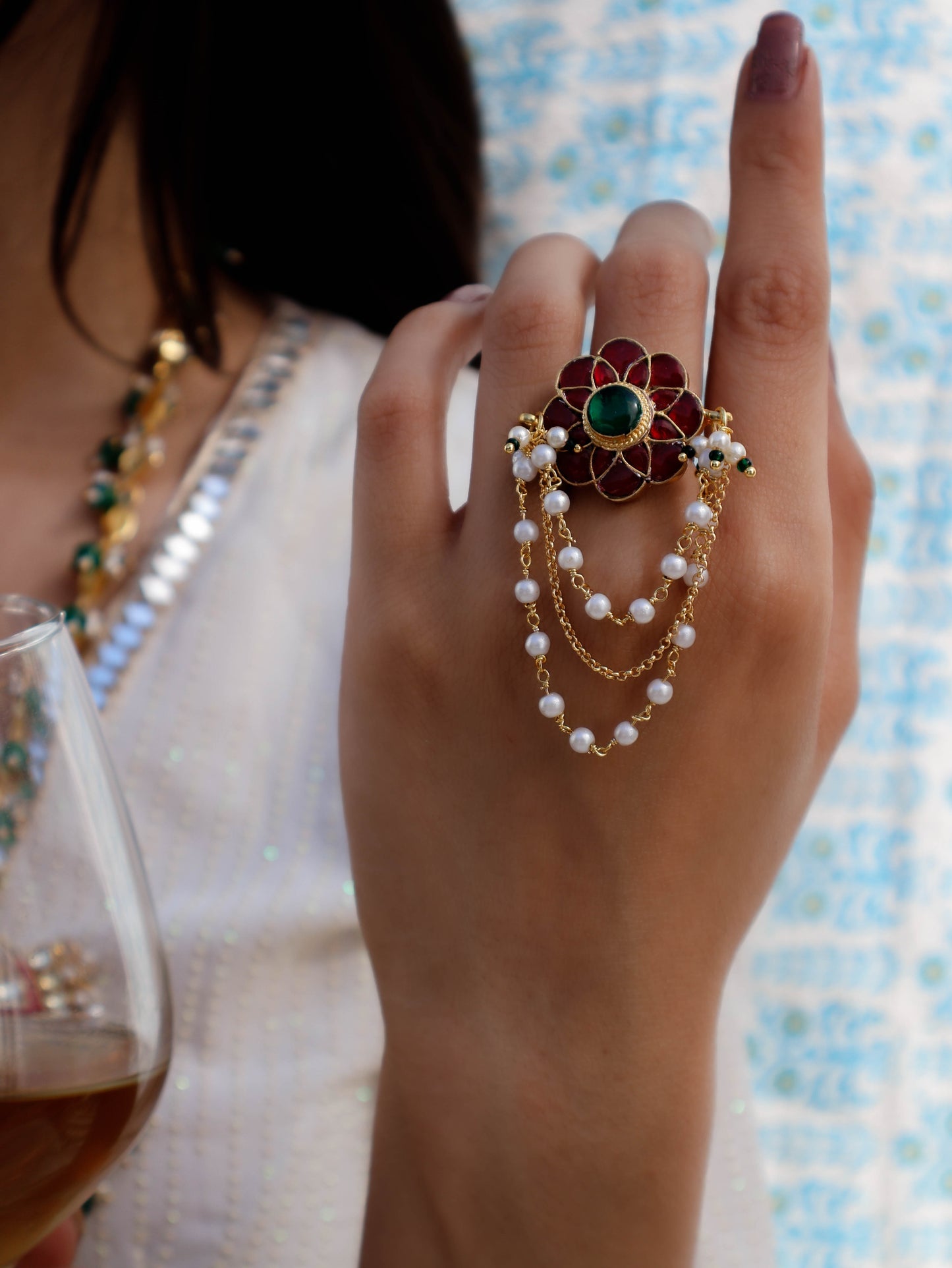 Shiqa Floral Kundan Ring