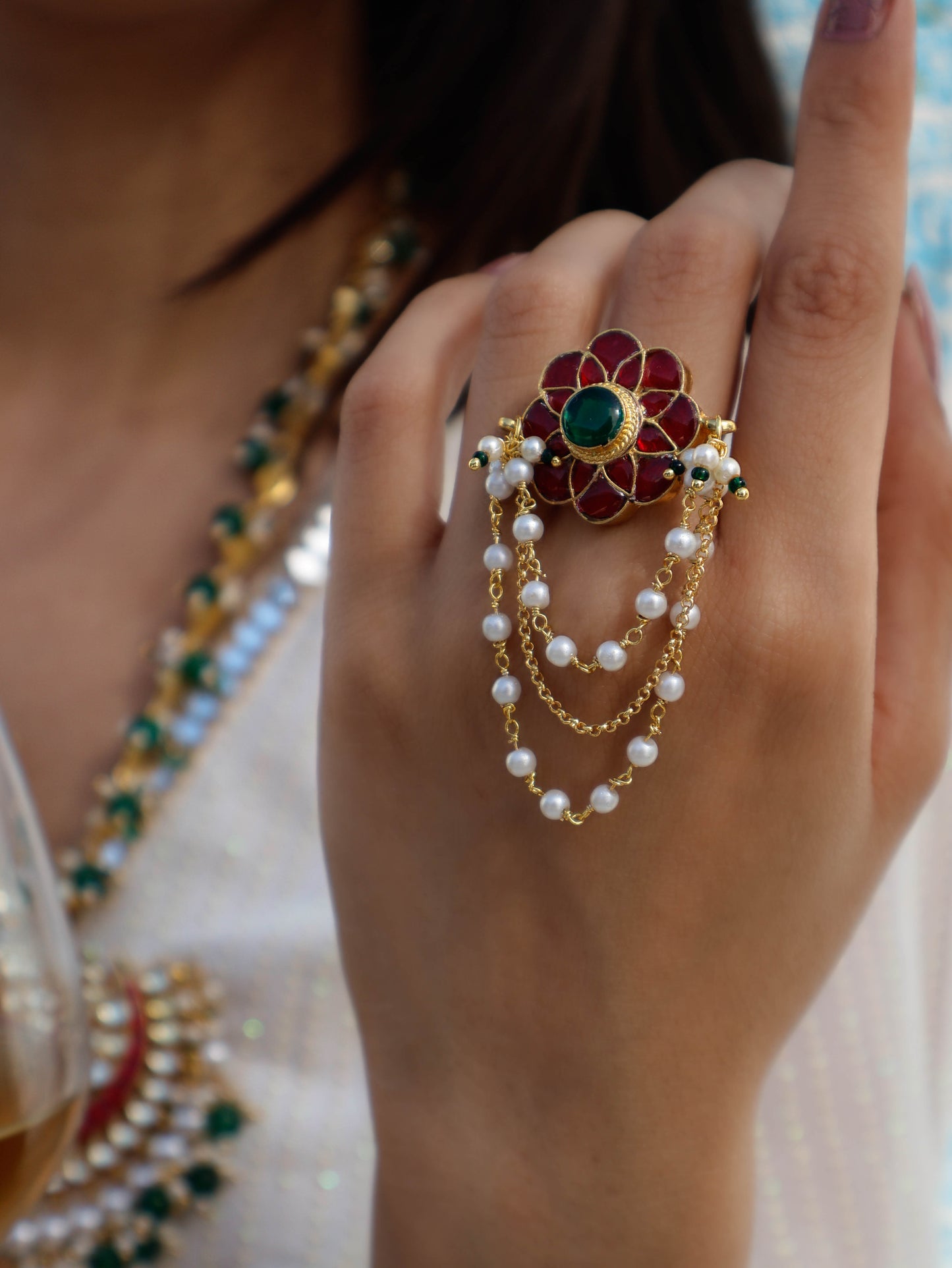 Shiqa Floral Kundan Ring