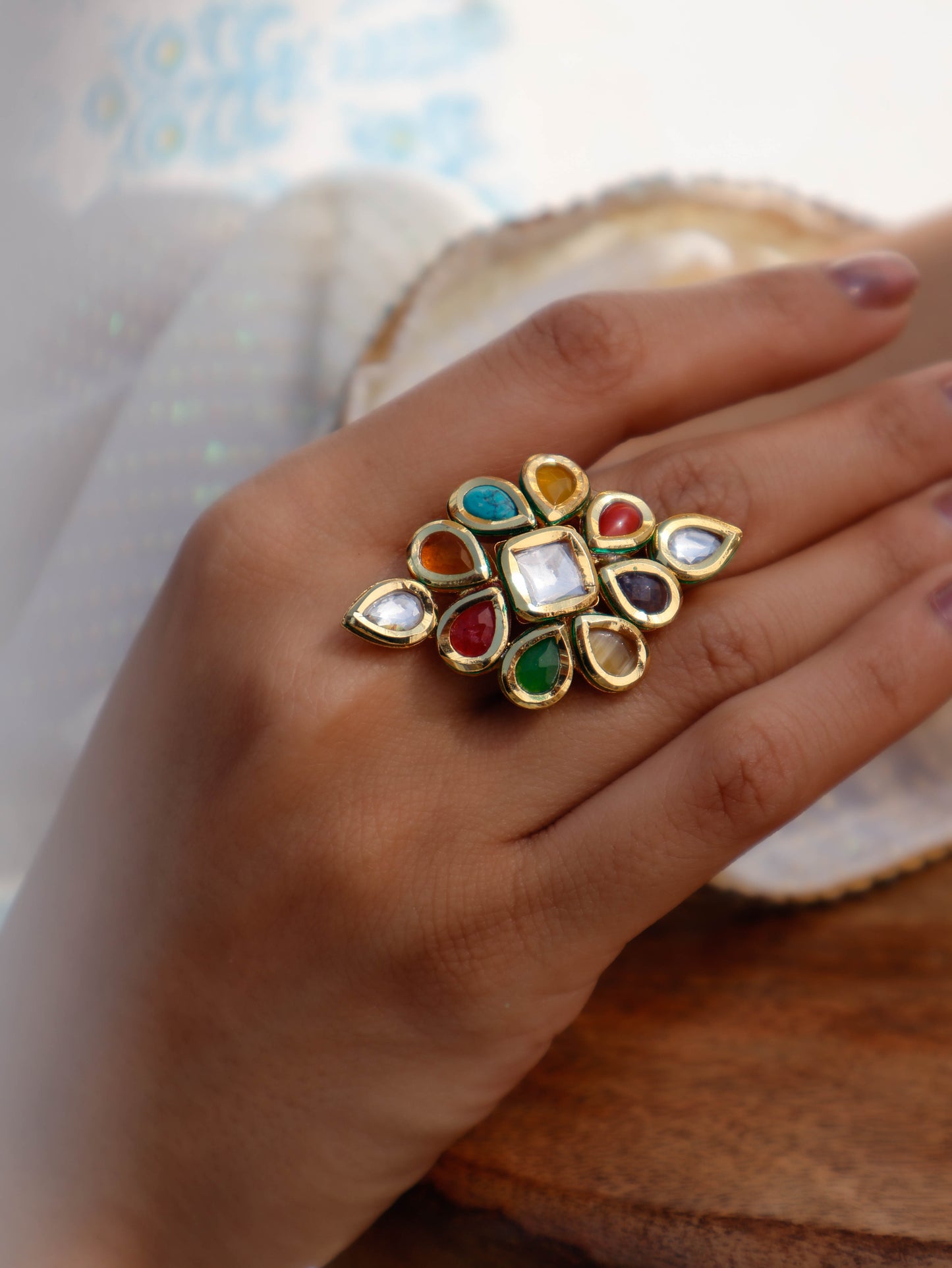 Aiza Navrattan Kundan Ring