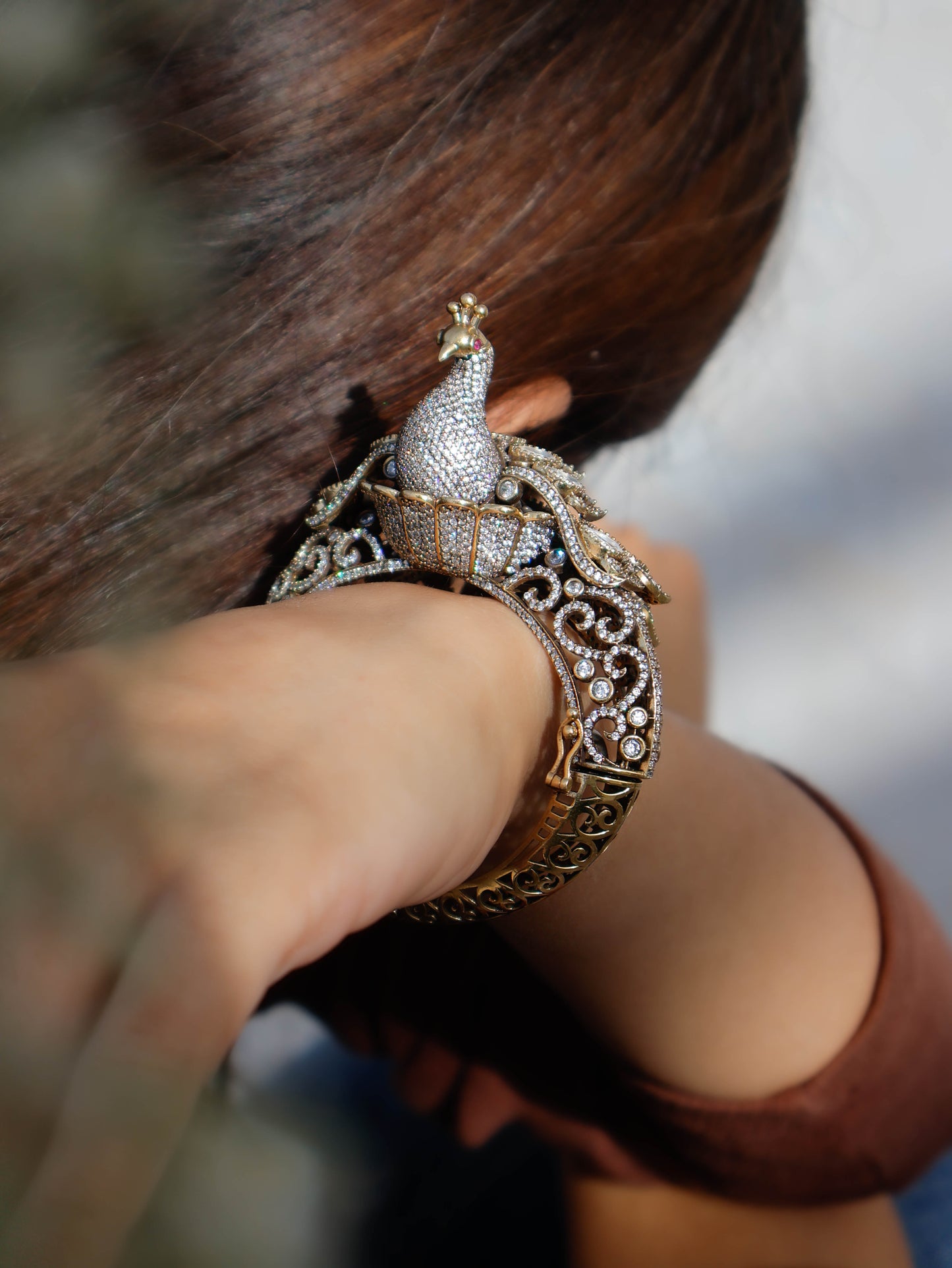 Arya Peacock Polki Antique Bangle
