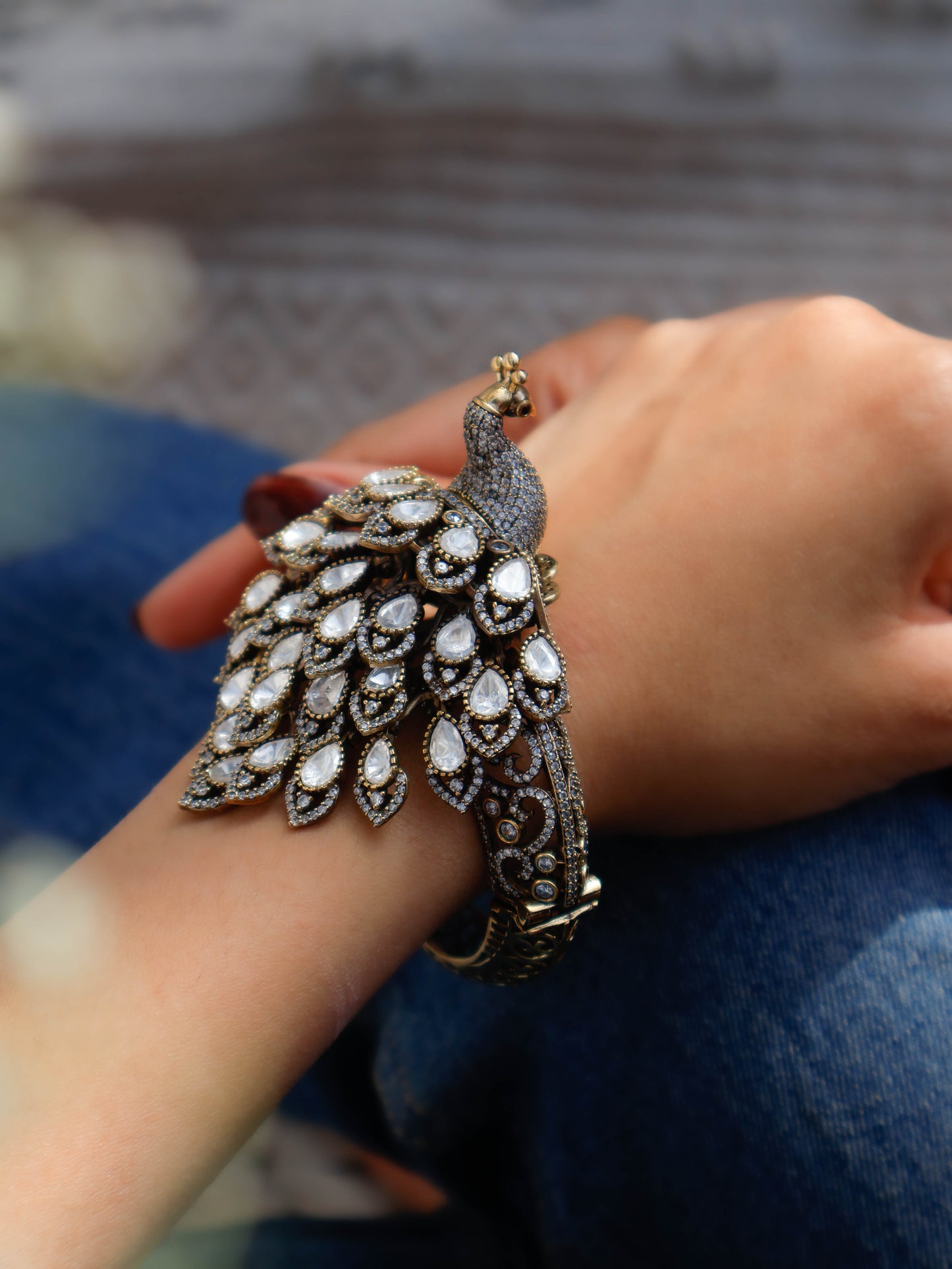 Arya Peacock Polki Antique Bangle