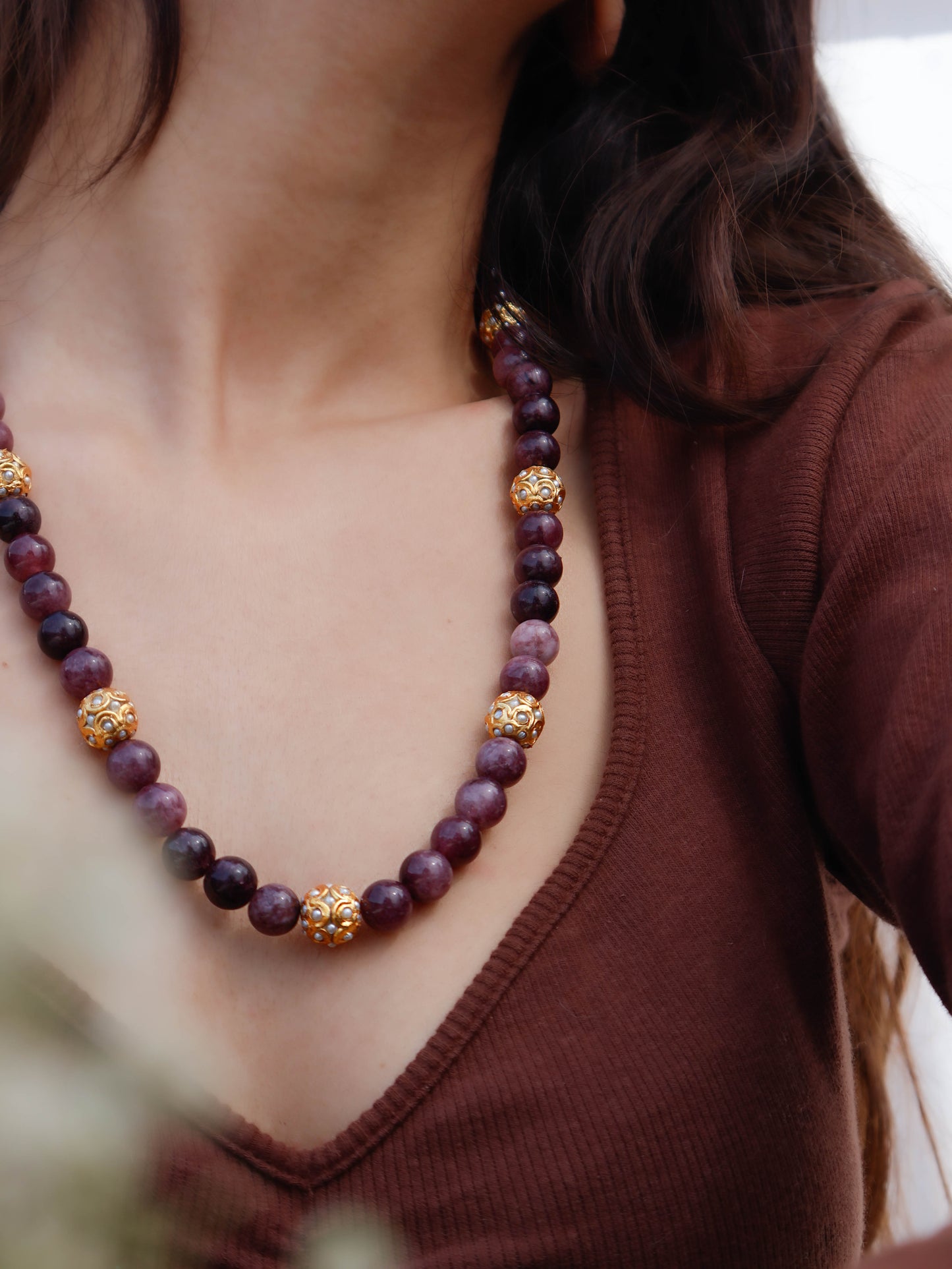 Kavi Purple Long Necklace