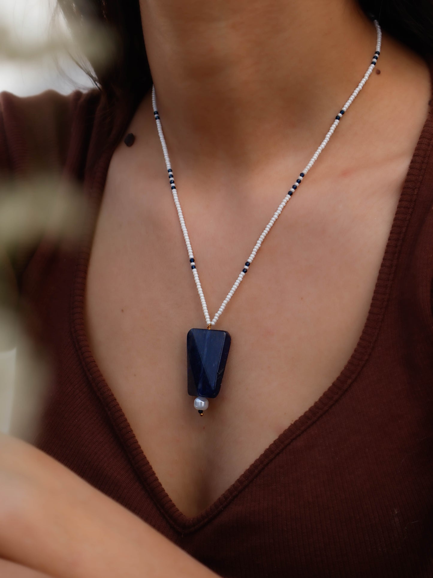 Mrinal Purple Pendant Necklace