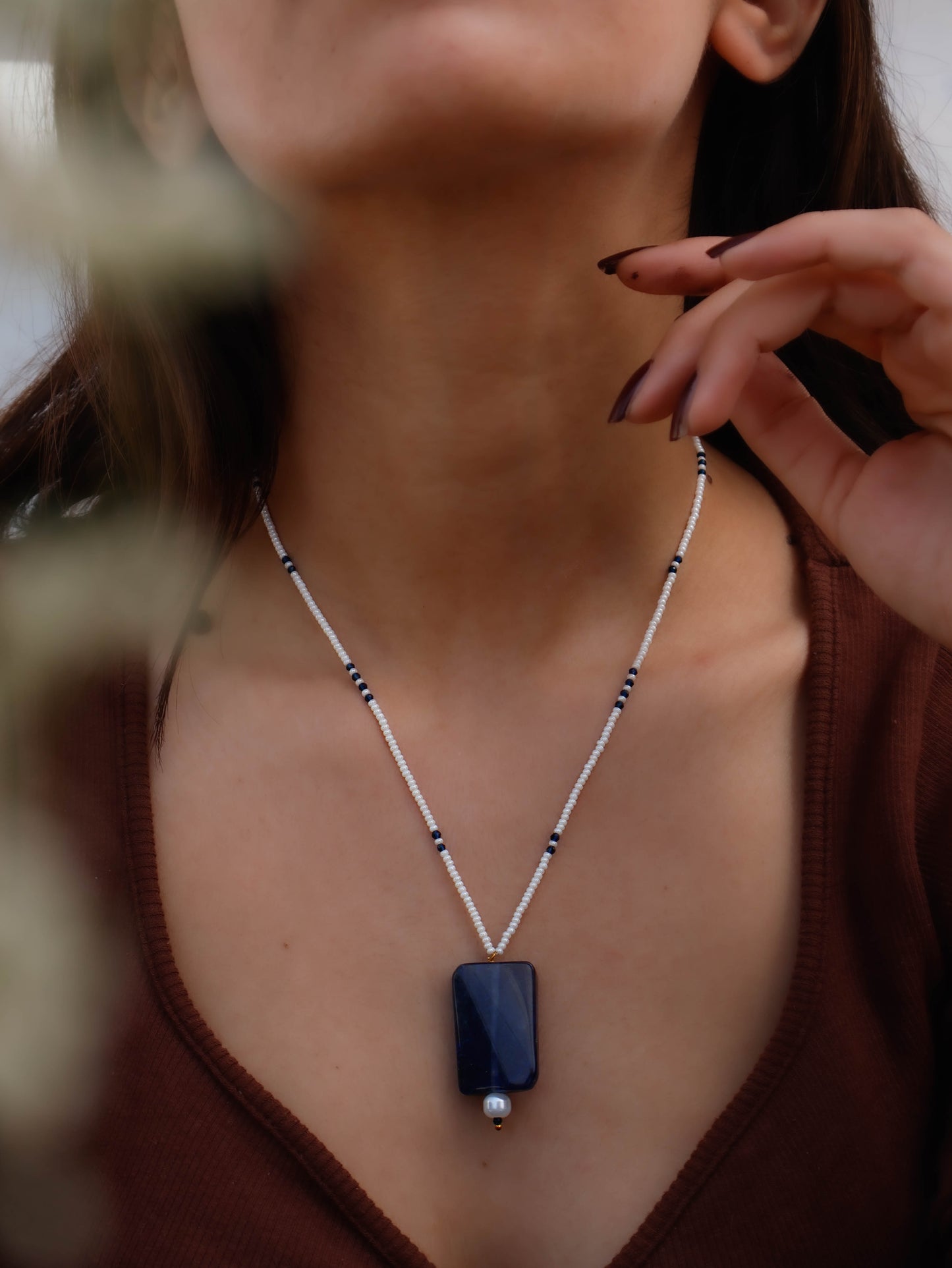 Mrinal Purple Pendant Necklace
