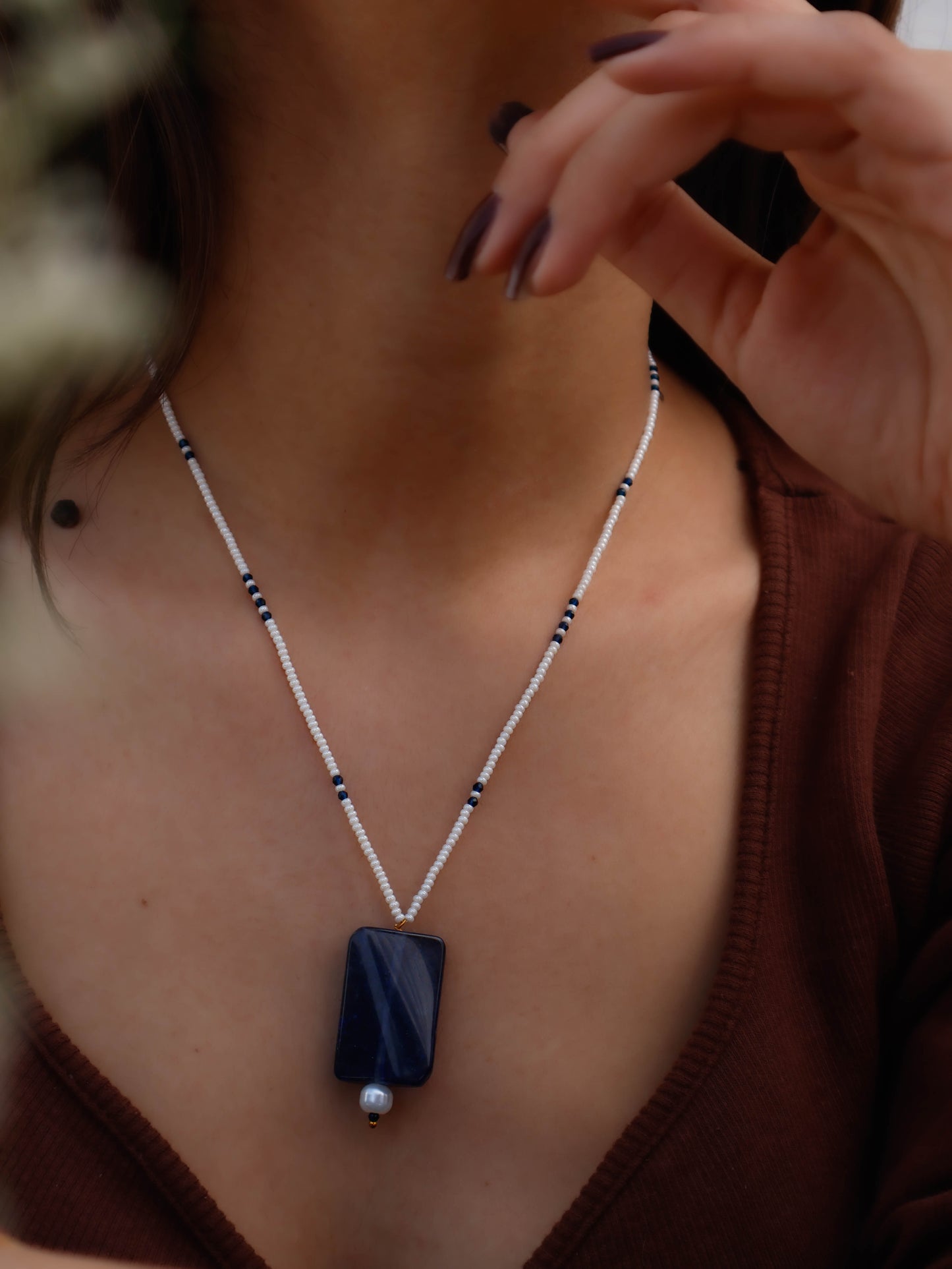 Mrinal Purple Pendant Necklace