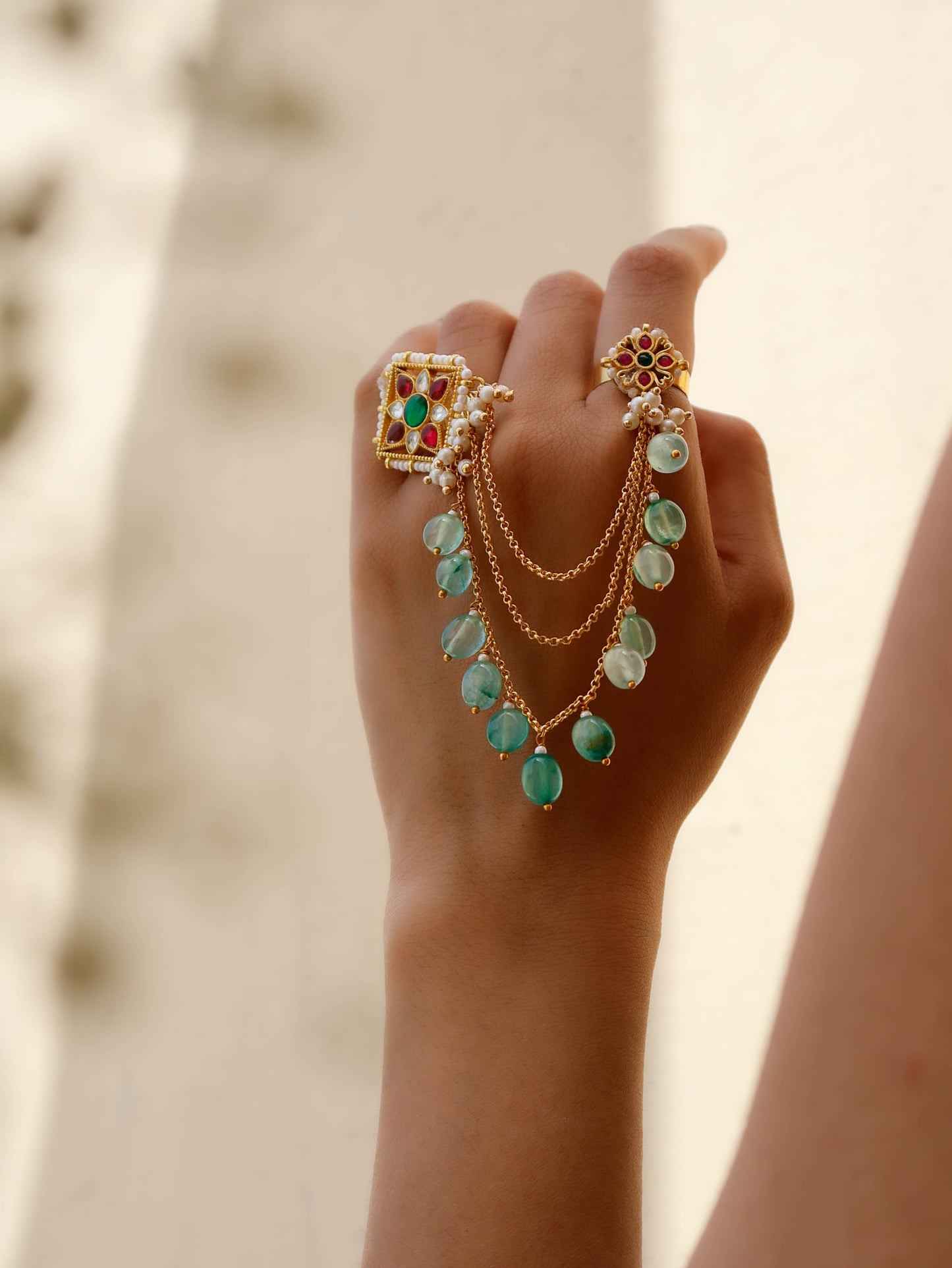Sylvia Green- Red Kundan Ring