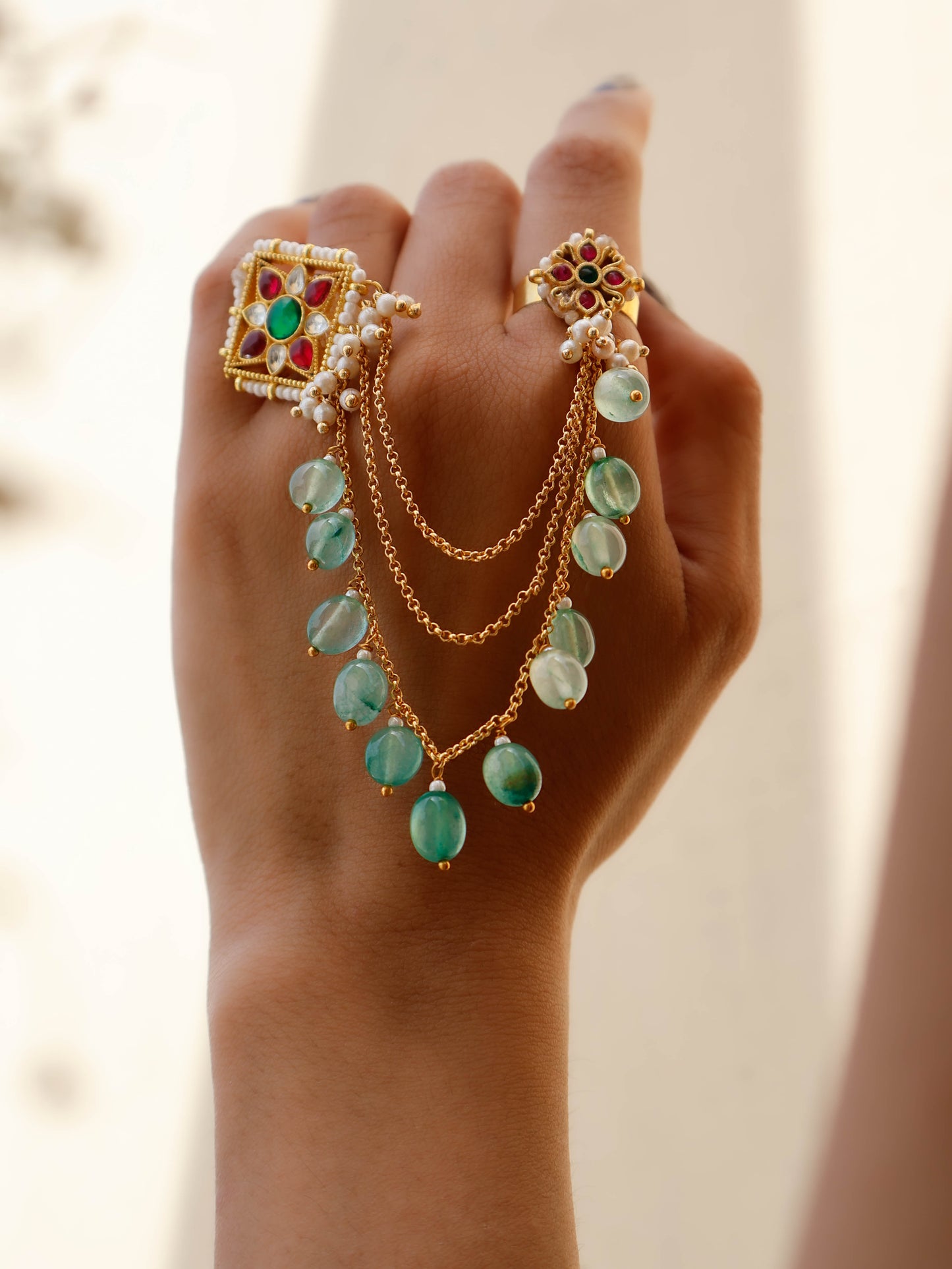 Sylvia Green- Red Kundan Ring