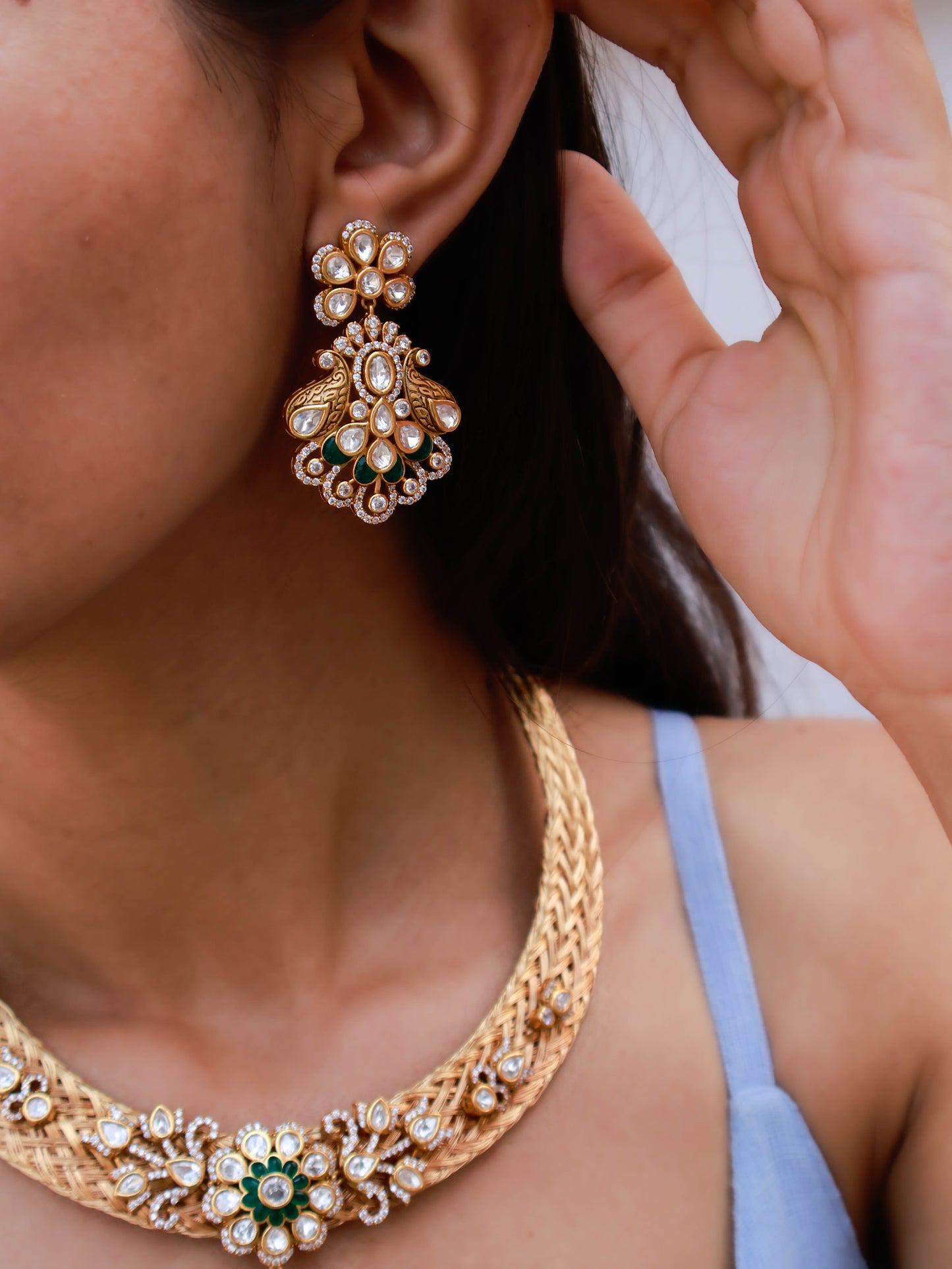 Cia Green Polki Hasli Necklace Set