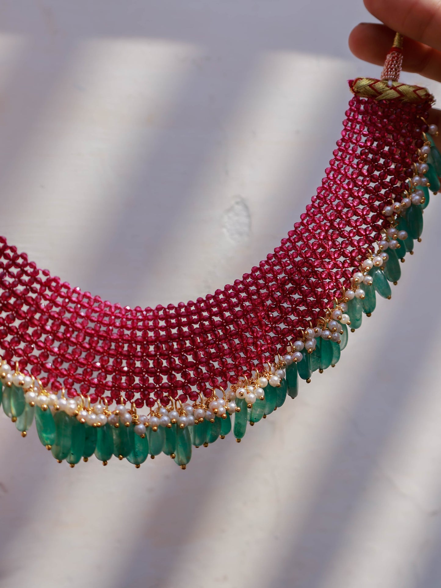 Ishi Pink-Mint Green Choker Necklace