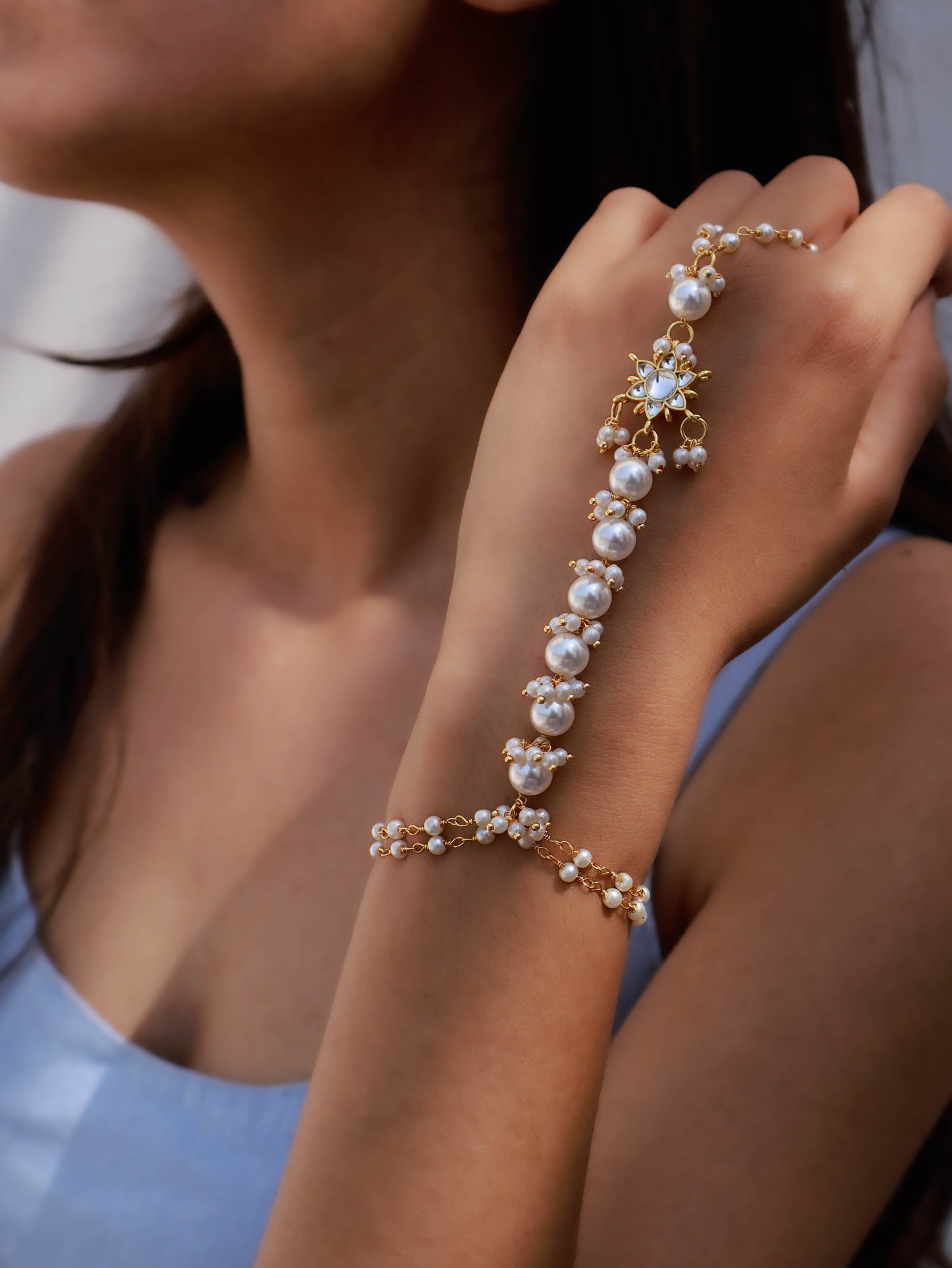 Mandana Kundan Pearl Hathphool
